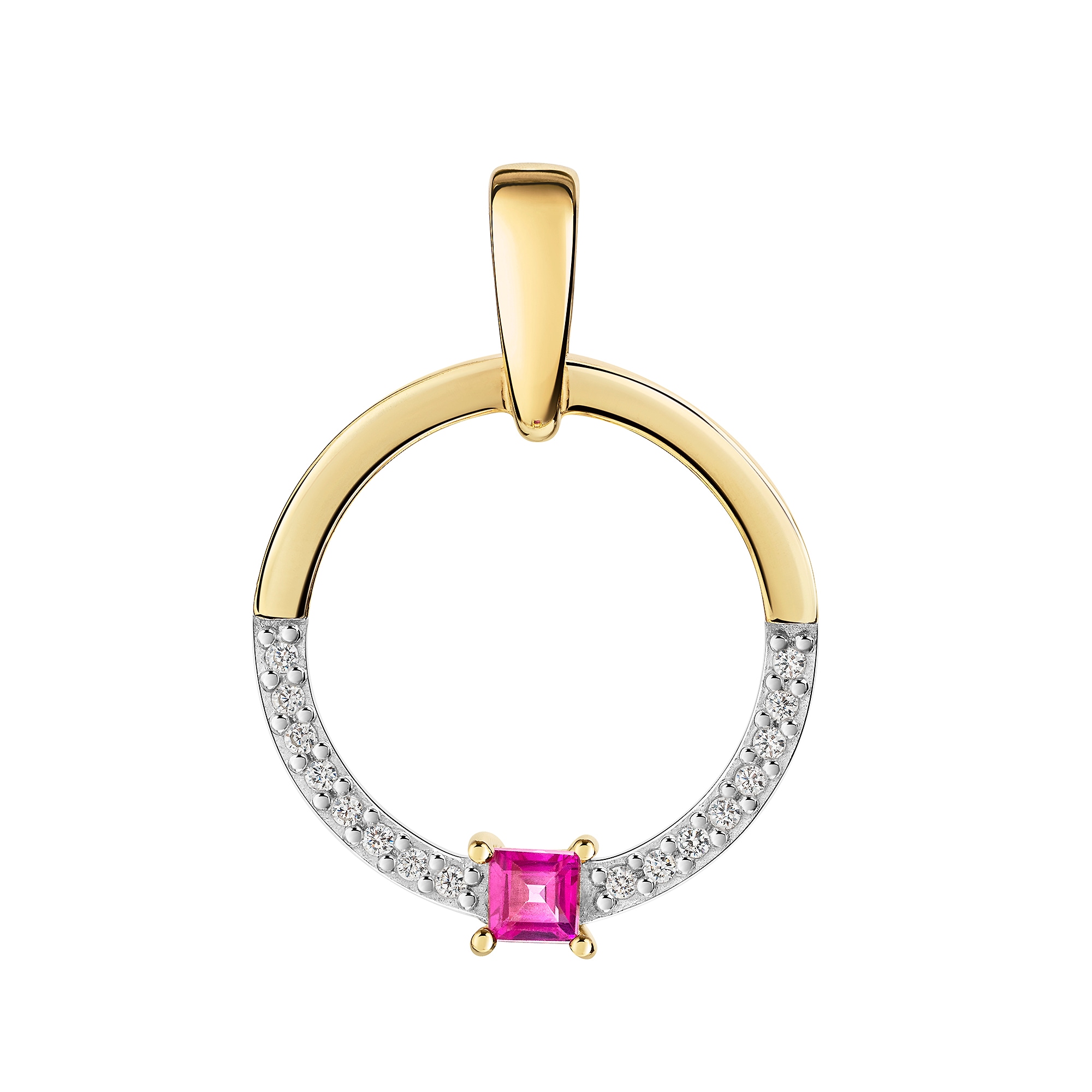 FIRETTI Damen Kettenanhänger "Schmuck Geschenk Gold 333 Halsschmuck Anhänger Kreis rund", Gelbgold 333, 0,9 ggelbgoldfarben, weißgoldfarben, rot,