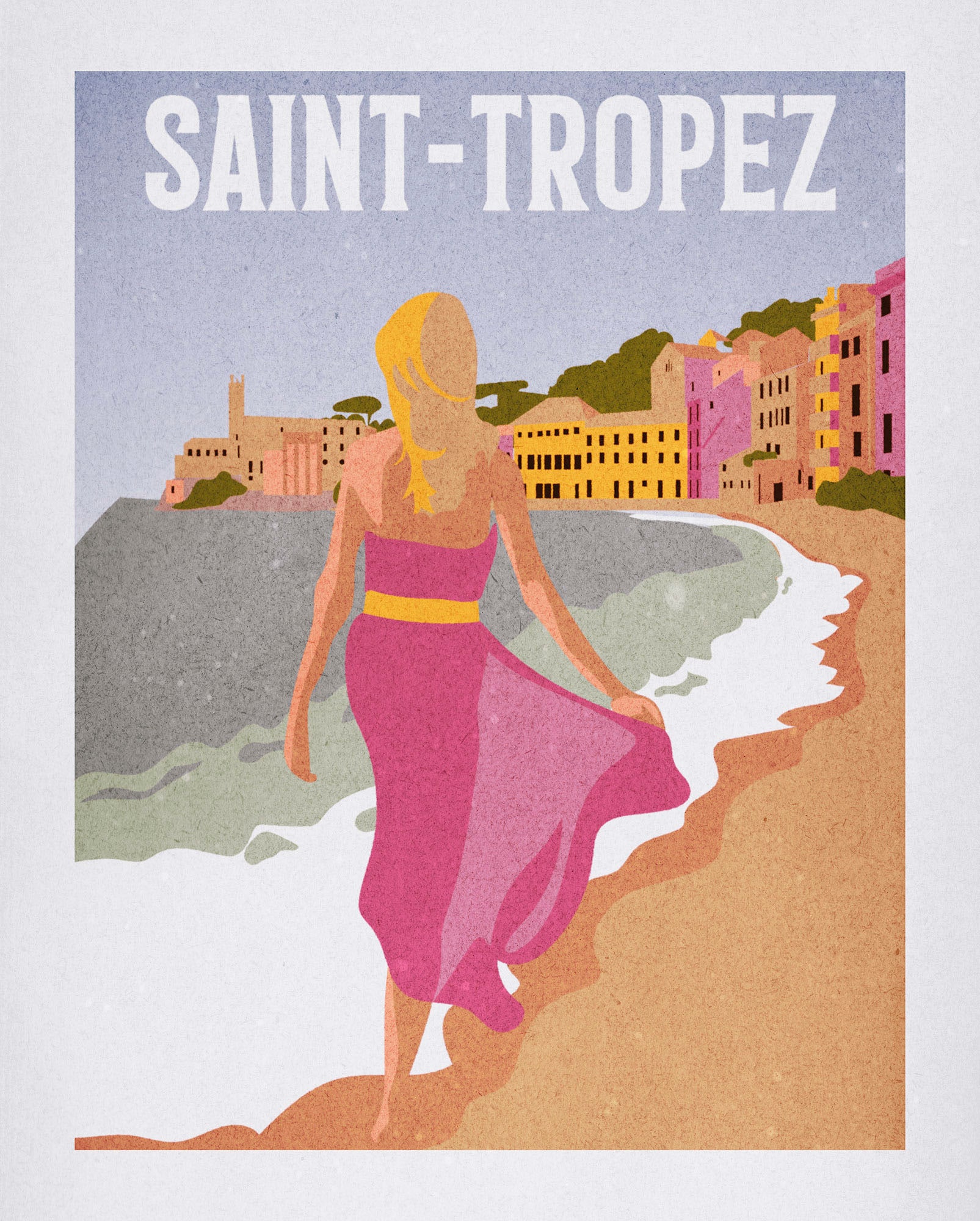 Komar "Vintage Travel Saint-Tropez" Natur 1 tlg. Wandbild zur Dekoration - günstig online kaufen