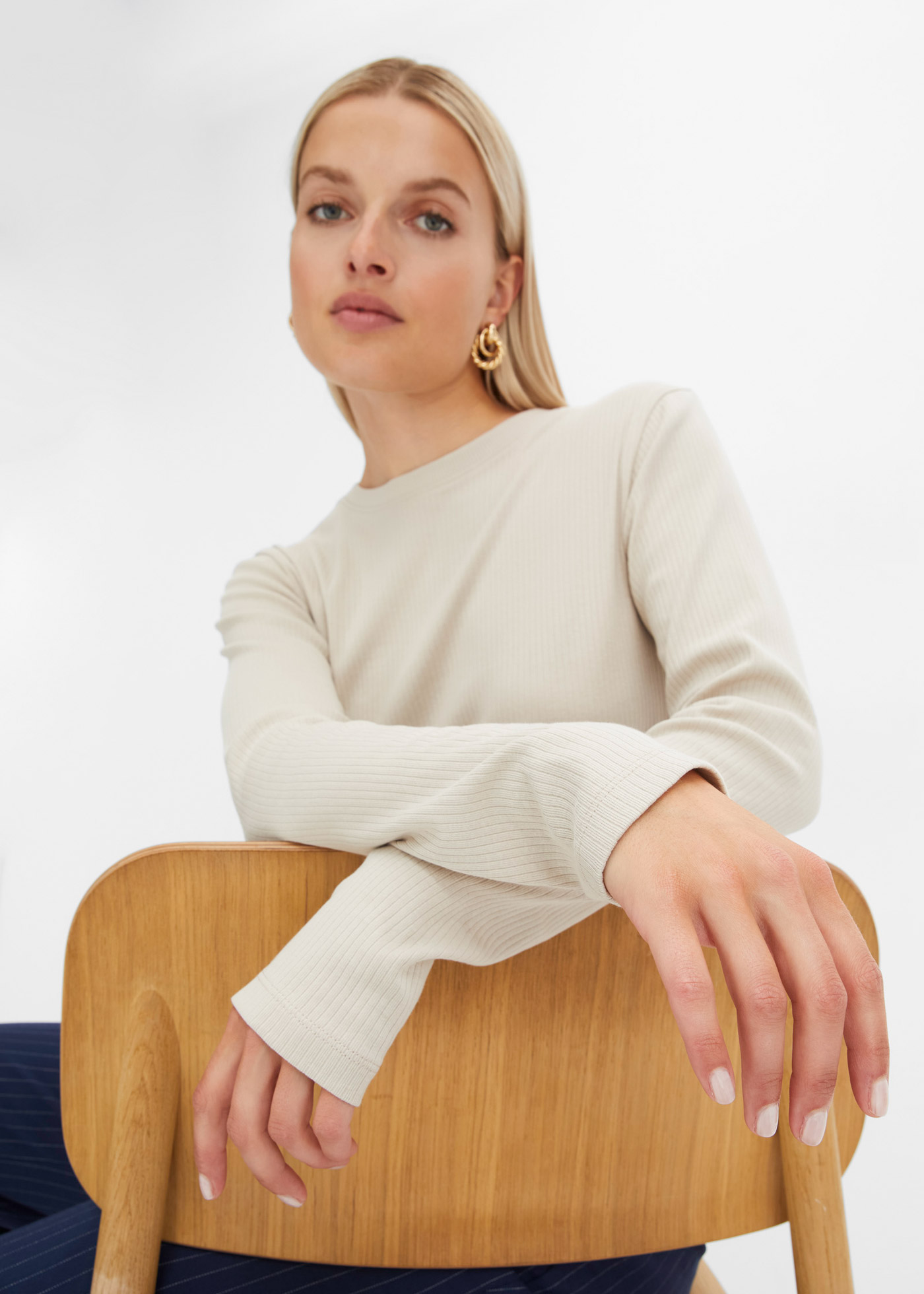 Thumbnail - bonprix Langarmshirt "Geripptes Langarmshirt aus reiner Baumwolle" Geripptes Langarmshirt aus reiner Baumwolle