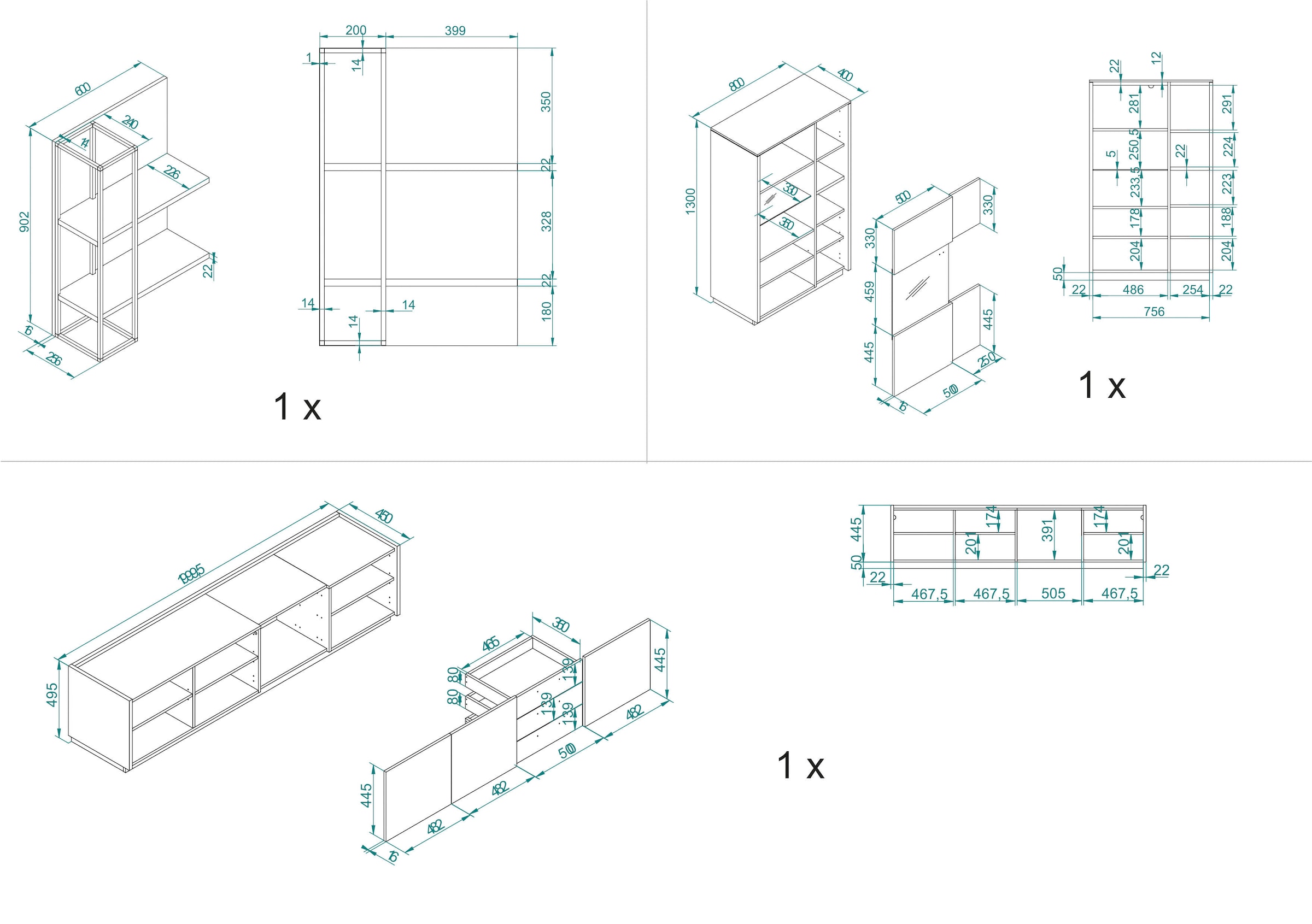 INOSIGN Wohnwand »LARGO«, (Set, 3 St.), mit Soft-Close-Funktion