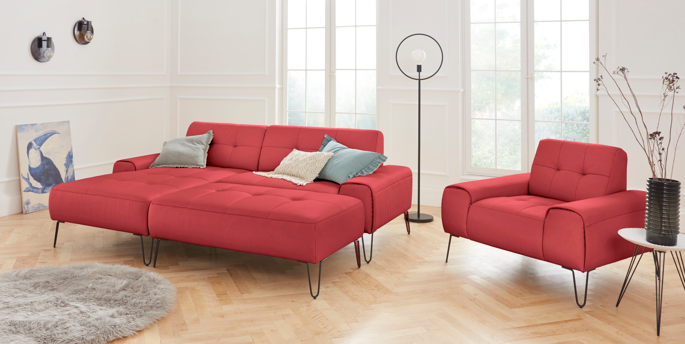 exxpo - sofa fashion Sessel »Taranto, Loungesessel mit Designfuß, elegant und bequem, Clubsessel«, moderne Sitz- und Rückennähte