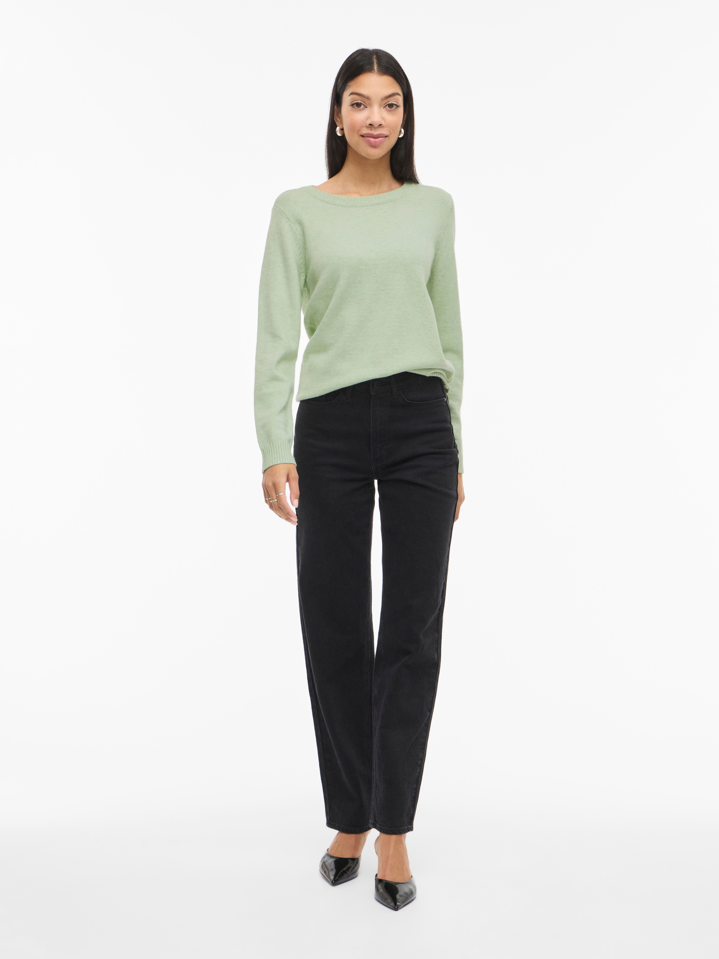 Vila Pull Ril O-neck Knit Smoke Green / Light Melange S Femme 4