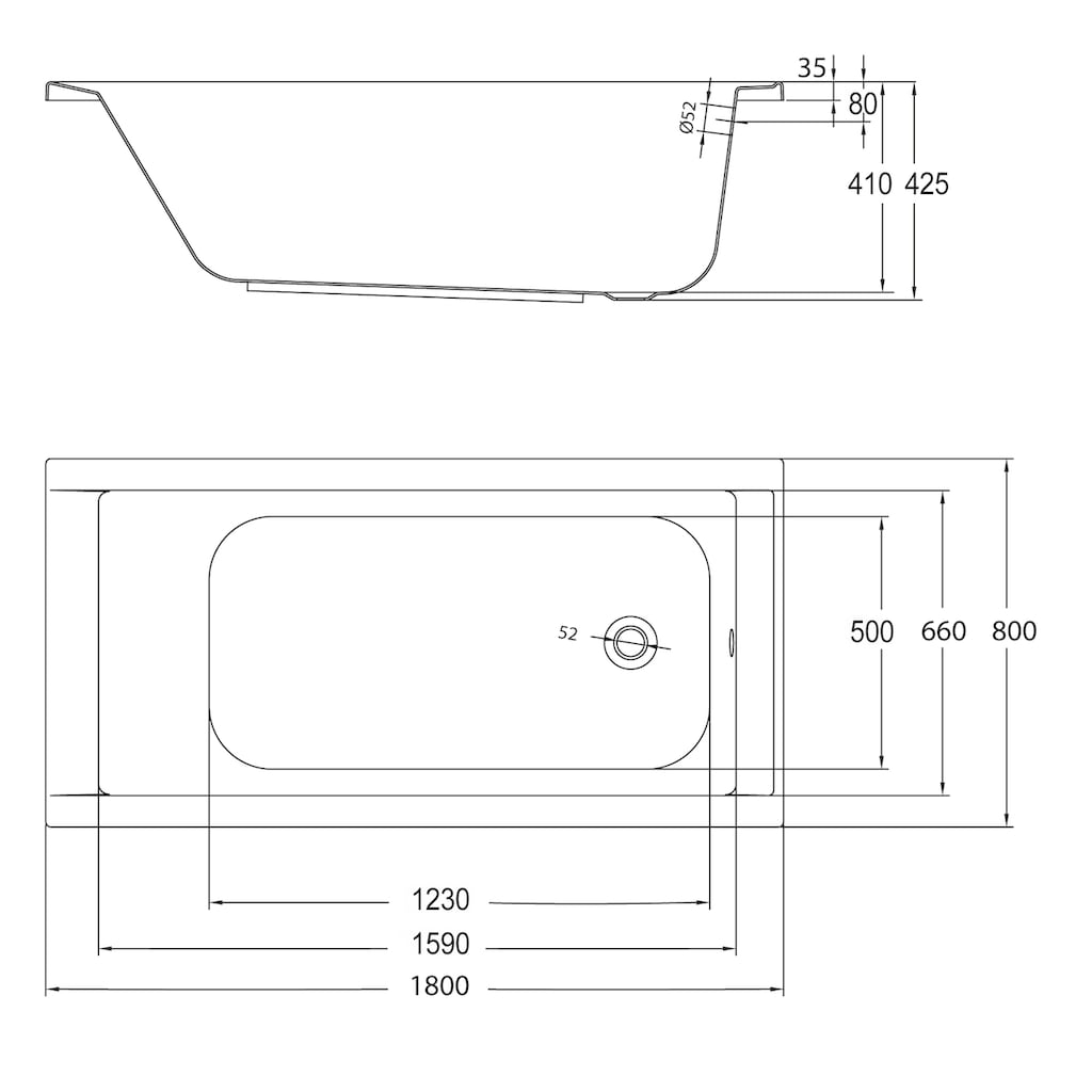 OTTOFOND Badewanne »Set Körpferformbadewanne«, (3 tlg.)