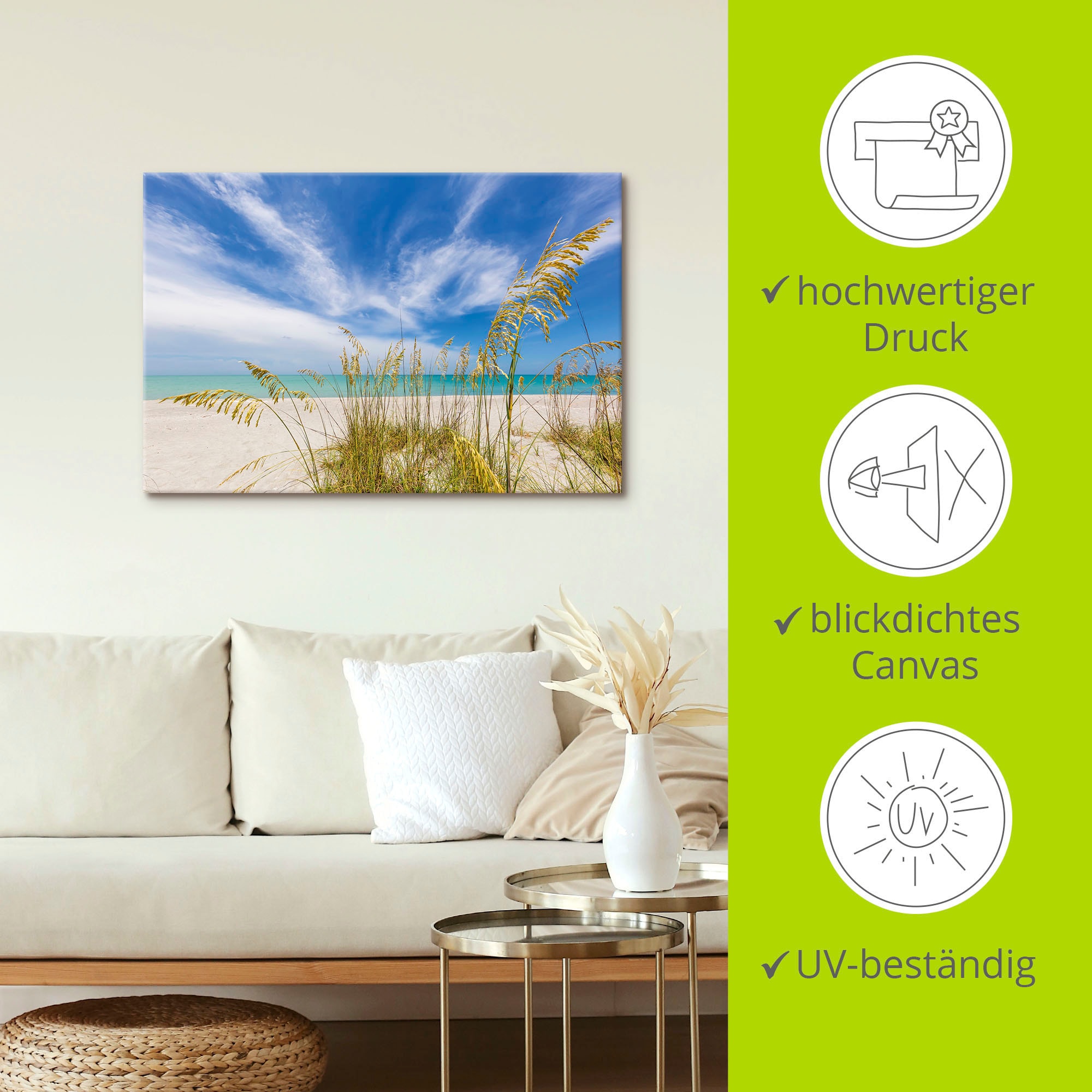 Artland Wandbild »Himmlische Stille am Strand«, Strandbilder, (1 St.), als Alubild, Outdoorbild, Leinwandbild in verschied. Größen