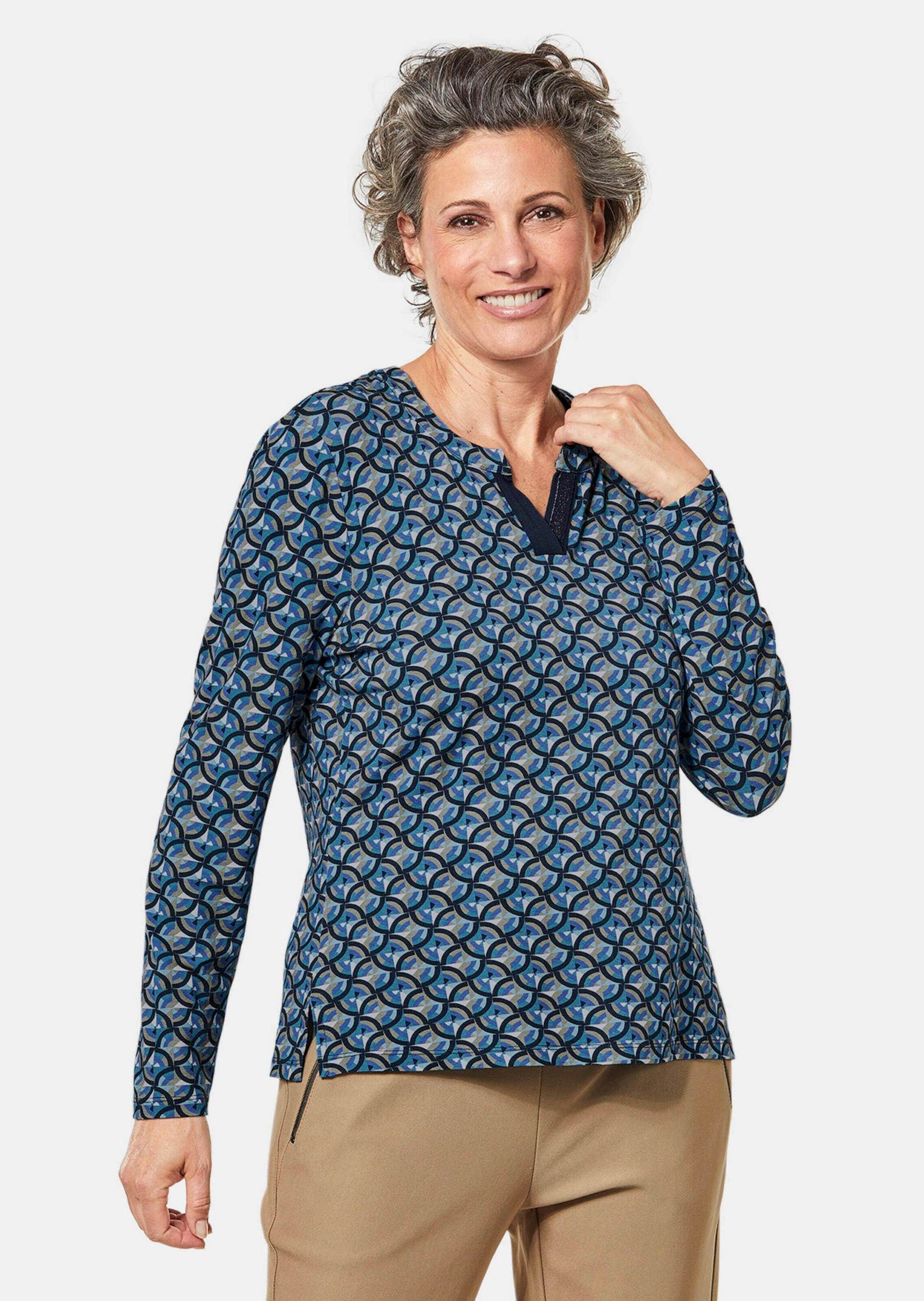 GOLDNER Longpullover »Bluse Kurzgröße - Weiche Jerseybluse mit wundervollem Druck«