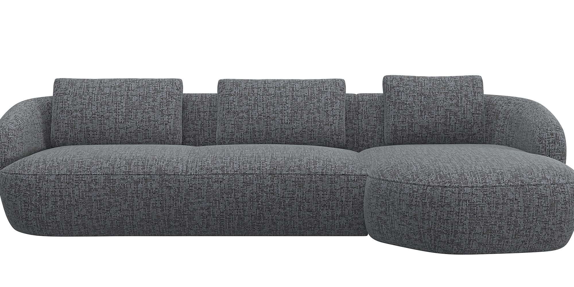 FLEXLUX Wohnlandschaft »Torino, rund, L-Form, Sofa-Ecke mit Recamiere, Longchair-Sofa«, Modernes, organisches Sofa-Design, Kaltschaum, Wellenunterfederung