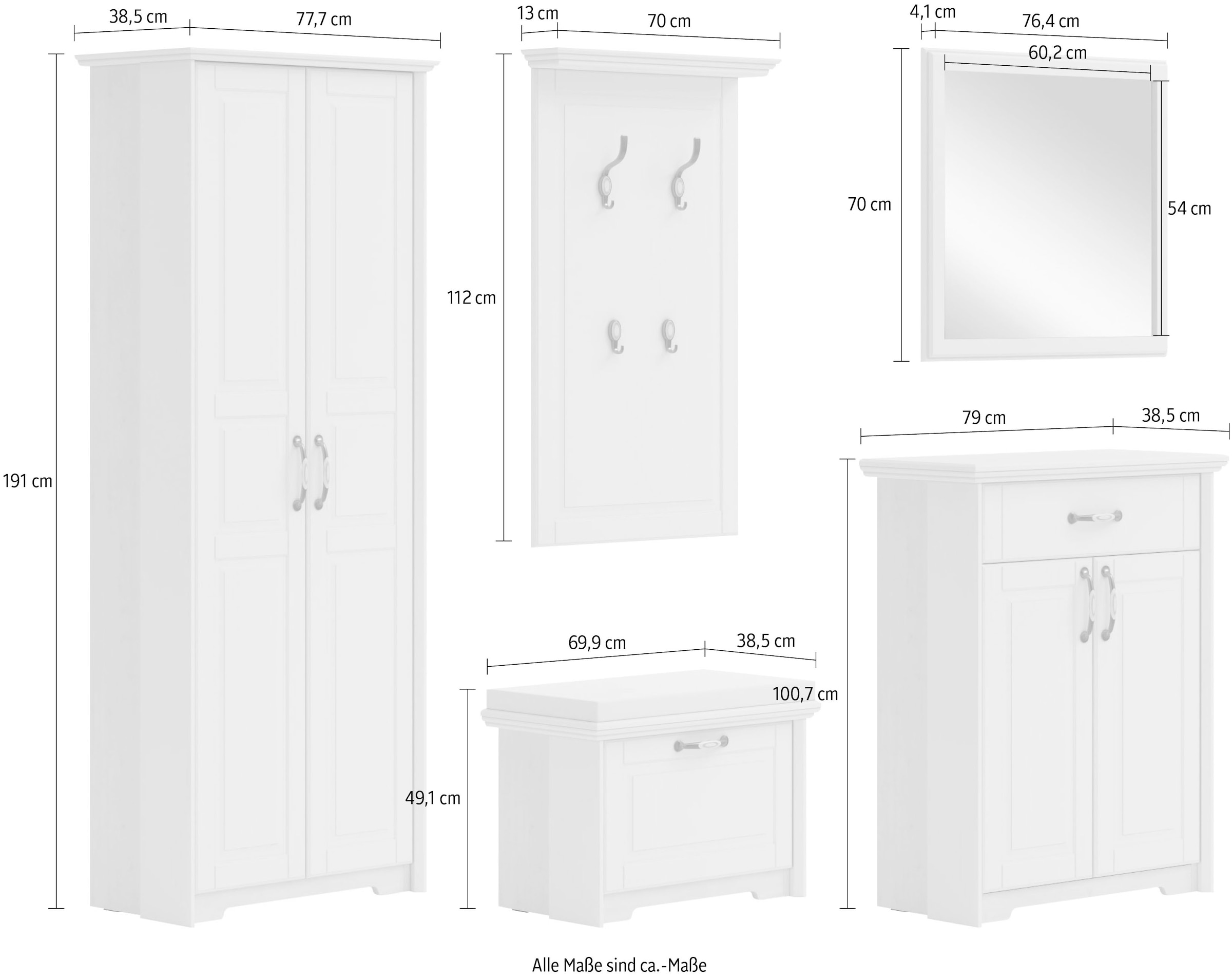 Home affaire Garderoben-Set »Evergreen«, (Set, 5 St.)