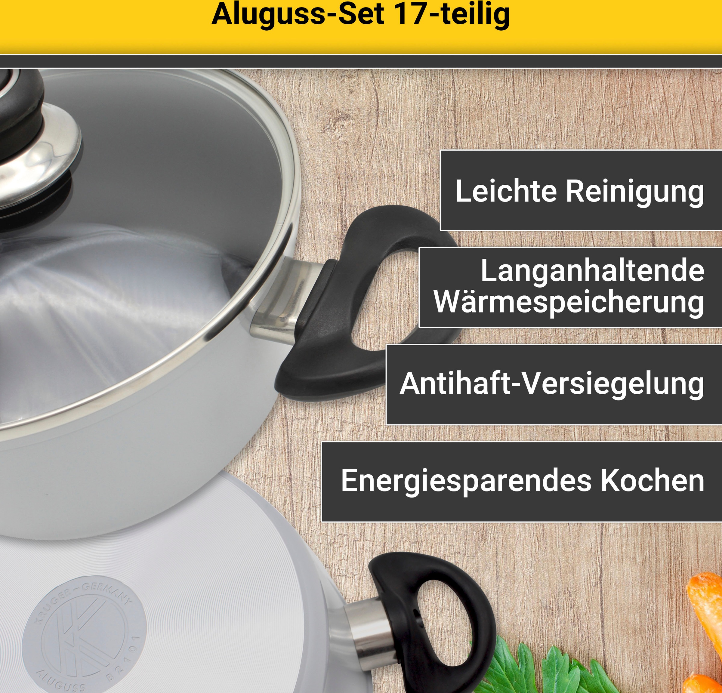 Aluguss- Set 17 tlg. grau, versch. Farben