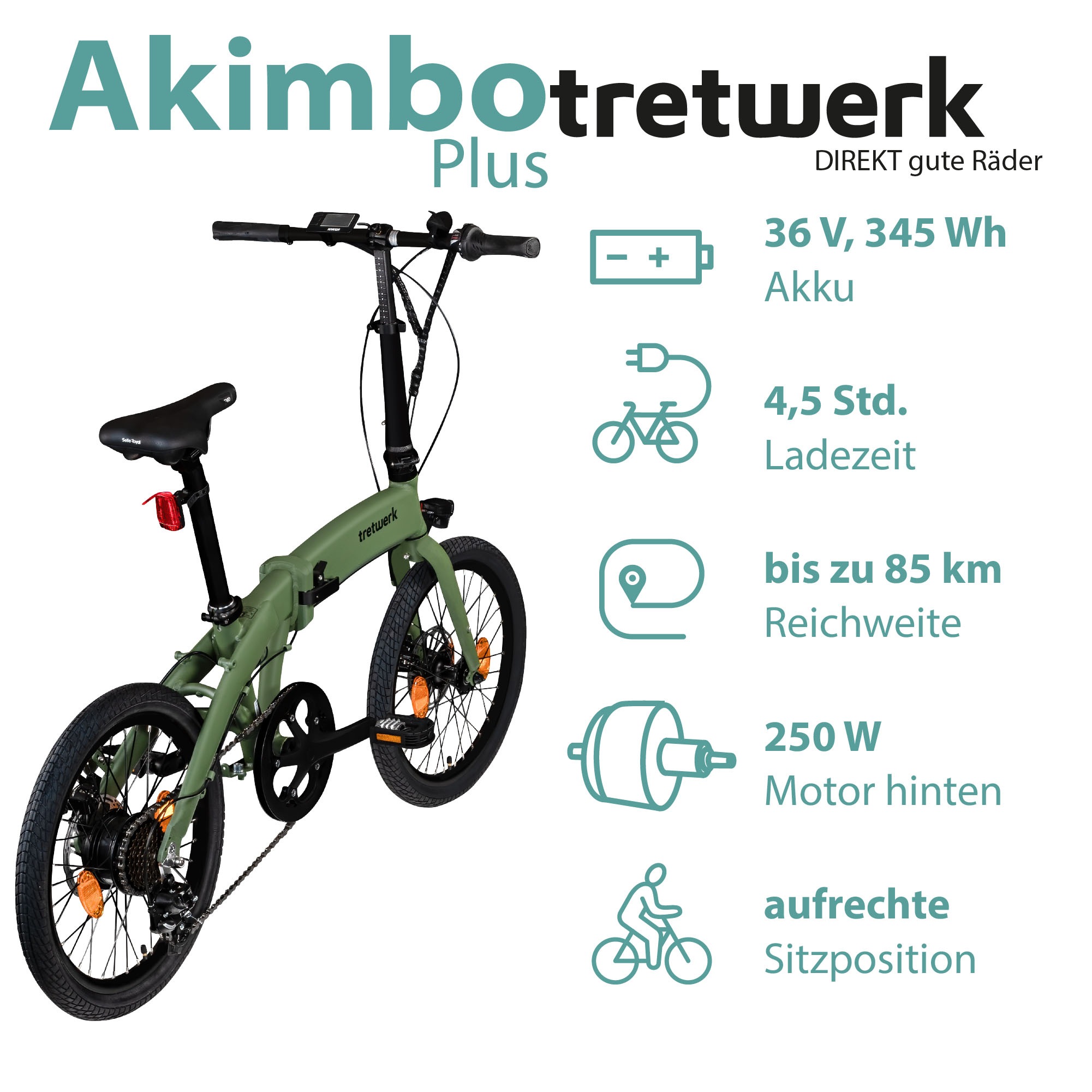Tretwerk E-Bike »Akimbo Plus«, 7 Gang, Shimano, Tourney, Heckmotor 250 W