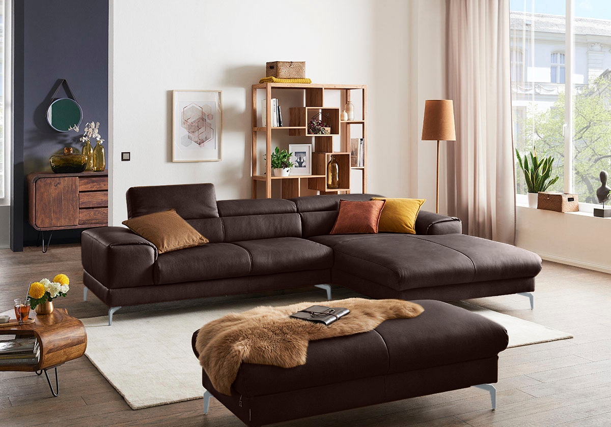 W.SCHILLIG Polsterhocker "piedroo, Designsofa mit tollem Sitzkomfort, bequem, L-Form" Füße in Silber matt