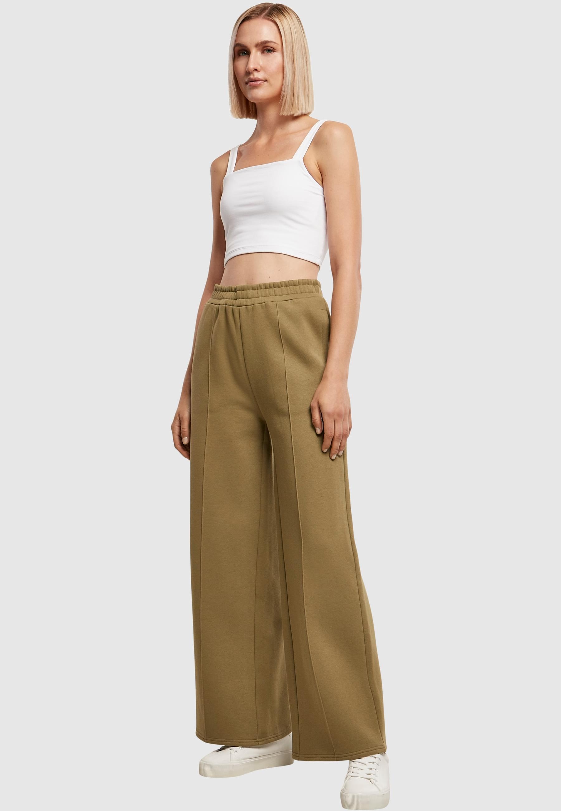 URBAN CLASSICS Stoffhose »Urban Classics Damen Ladies Straight Pin Tuck Sweat Pants«, (1 tlg.)