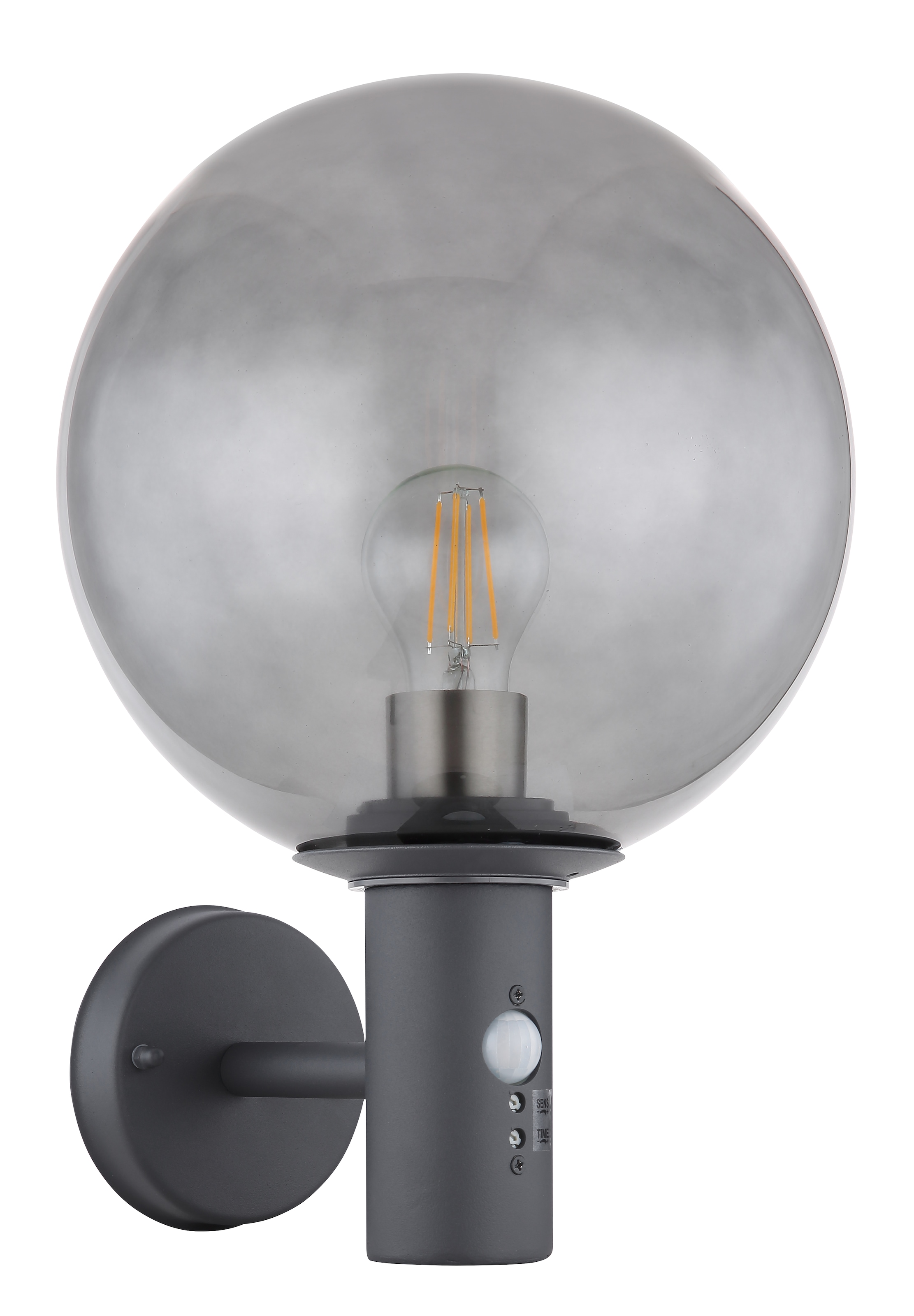 GLOBO LIGHTING Außen-Wandleuchte »HEDWIG« E27 1 Stk. Außenleuchte Edelstahl/Anthrazit, Glas, Sensor, IP44, E27