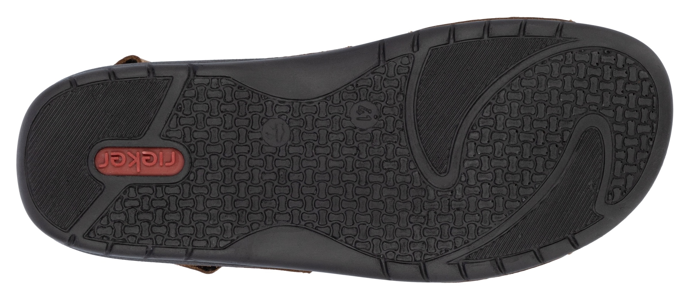 Rieker Pantolette, Hausschuh, Sommerschuh, Urlaubschuh mit dezentem Logoschriftzug