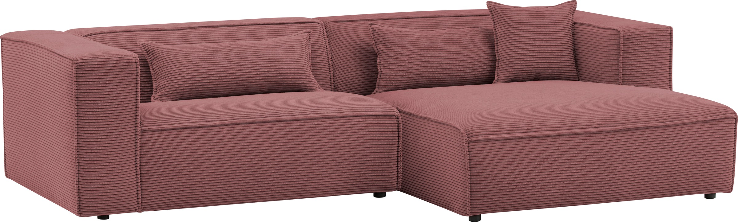 LeGer Home by Lena Gercke Ecksofa »PIARA mit Kedernaht in Cord oder Leinenoptik, moderne Couch in L-Form«, wahlweise Ottomane rechts/links, schwarze Füße, bequemer Sitzkomfort