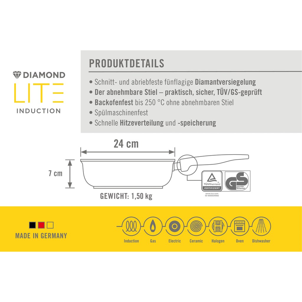 WOLL Schmorpfanne »Diamond Lite«, Aluminiumguss, (1 tlg.)