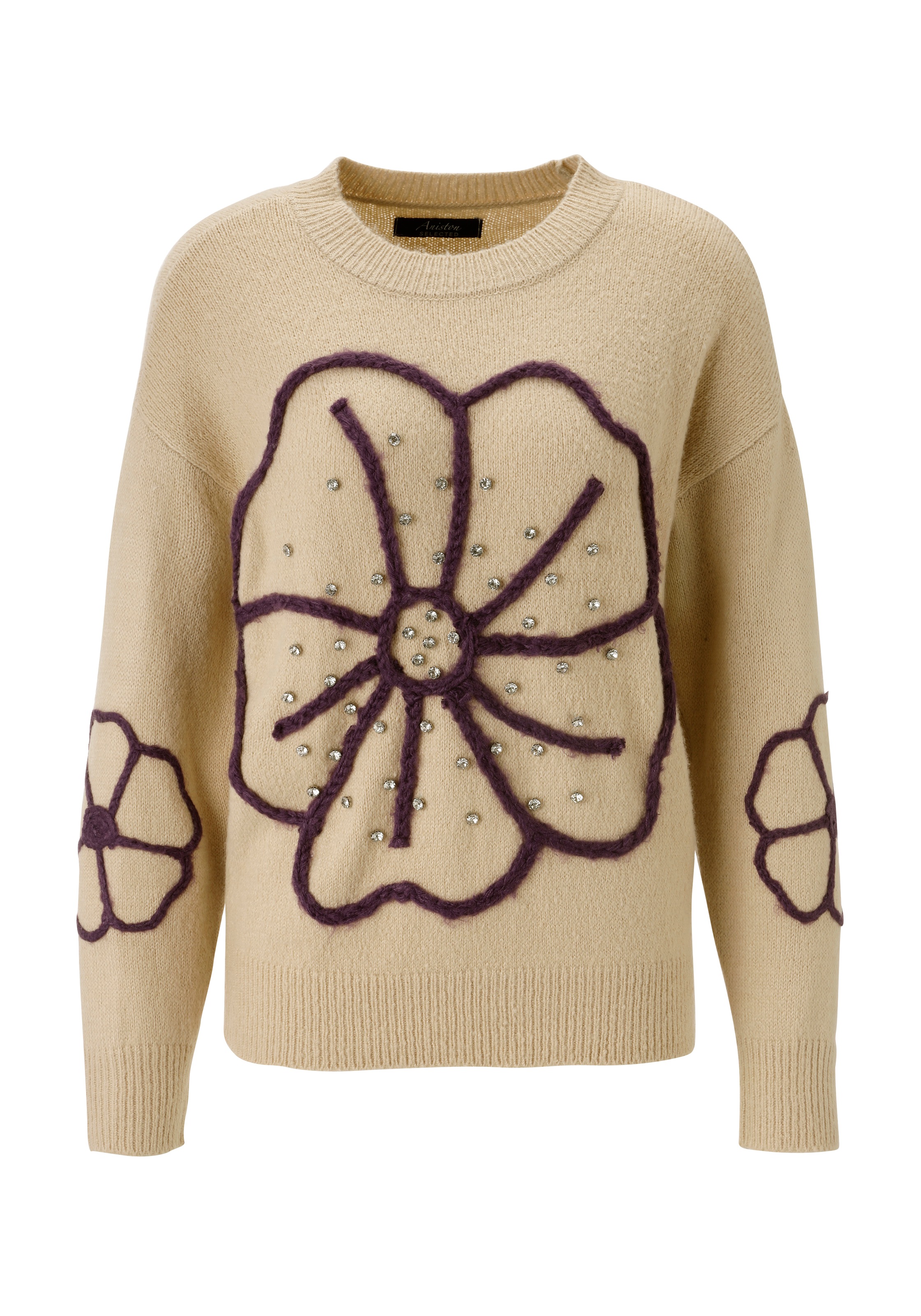Aniston SELECTED Strickpullover, vorne mit funkelnden Glitzersteinen verziert - NEUE KOLLEKTION