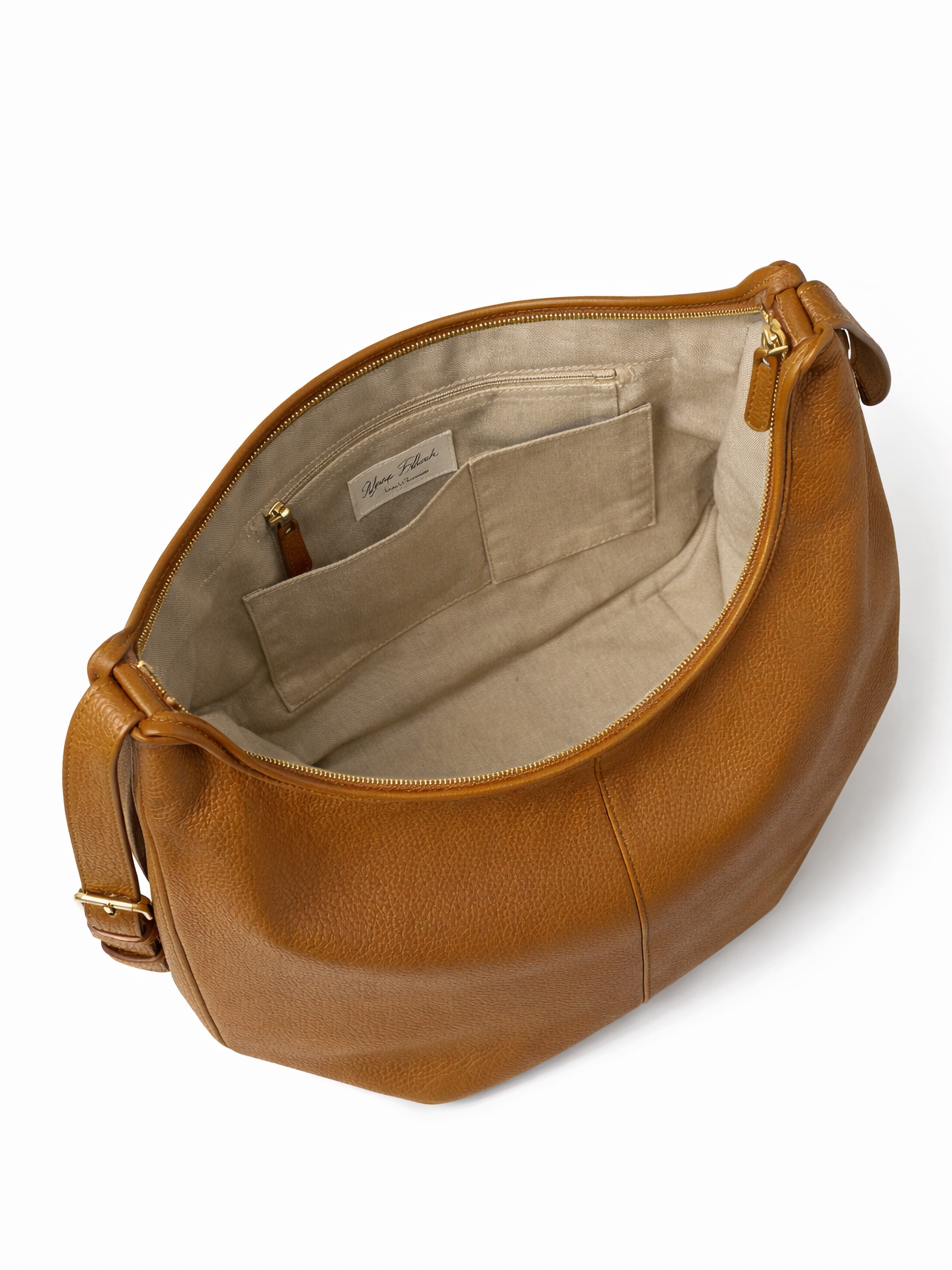 Schultertasche "Fred", Damen, Gr. B/H/T: 45cm x 45cm x 1cm onesize, braun, Leder, COLLEZIONE ALESSANDRO, Taschen Schultertasche, aus Rindsleder, mit langem Riemen 3