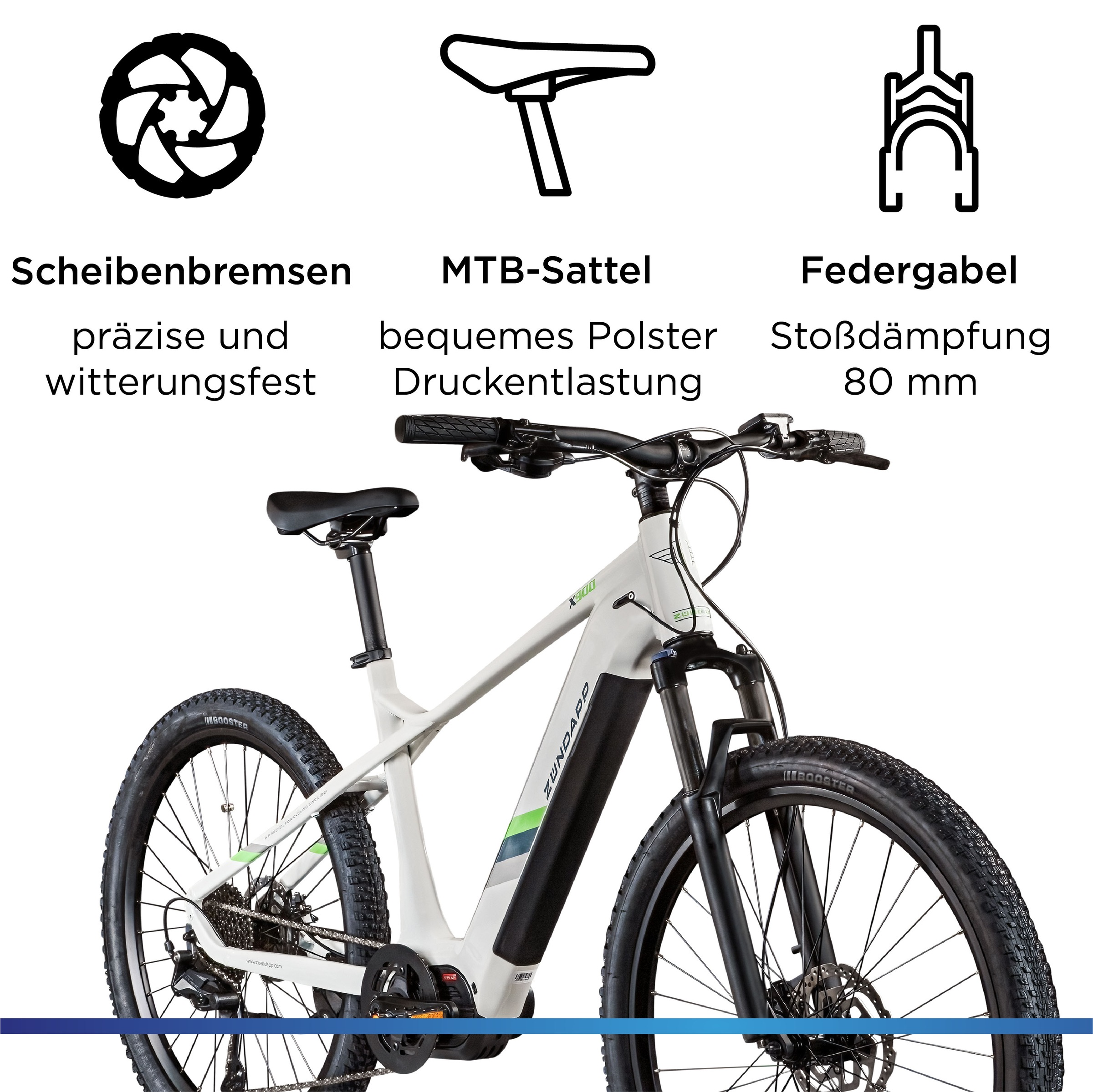 Zündapp »X900« 10 Gang Shimano Cues U6020 SGS Schaltwerk Kettenschaltung Mittelmotor 250 W Pedelec, Elektrofahrrad für Damen und Herren, MTB