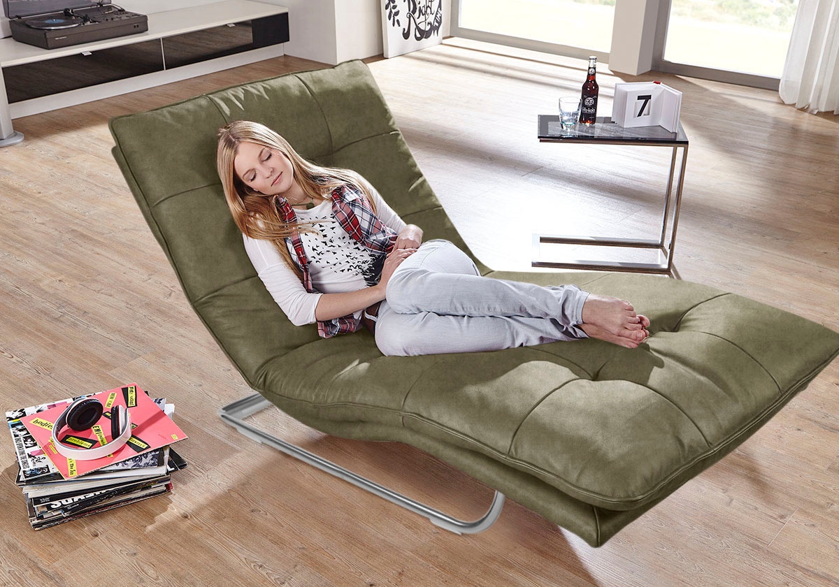 W.SCHILLIG Relaxliege "daily dreams" in Waffelkissen-Optik, wahlweise mit Motor, Freischwingergestell