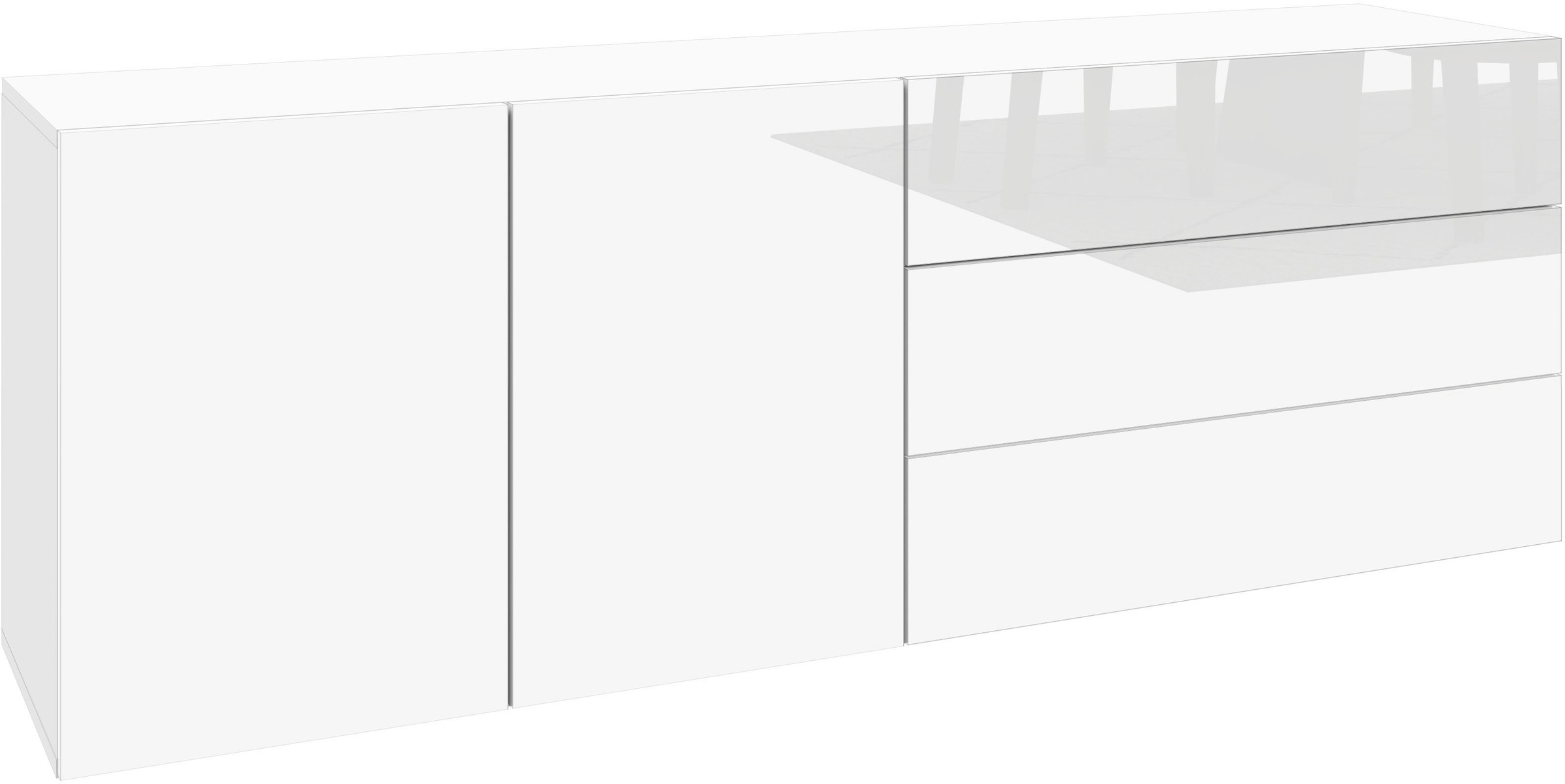 borchardt Möbel Sideboard "Sophia, Hängeschrank mit 2 Türen, 3 Schubkästen, Breite 152 cm" grifflose Optik, viel Stauraum, verstellbare Böden