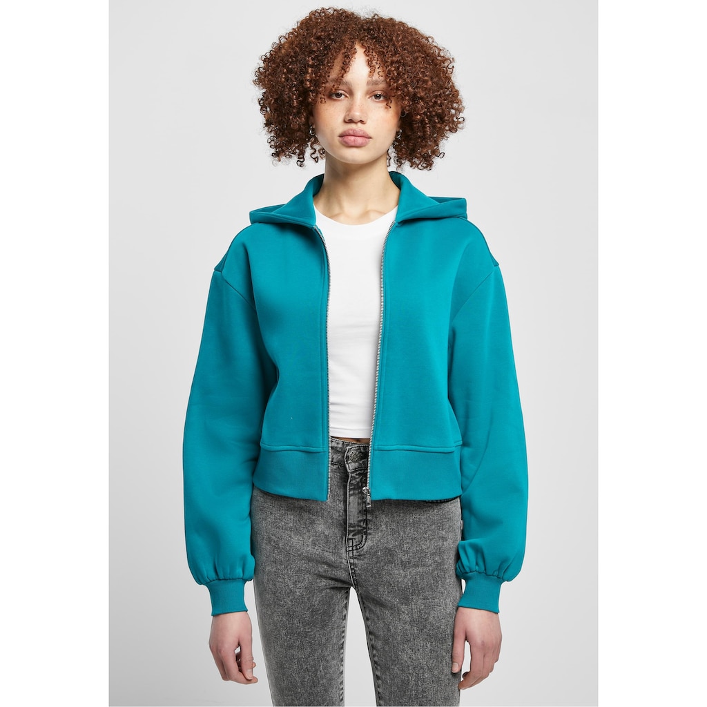 URBAN CLASSICS Sweatjacke »Urban Classics Damen Ladies Short Oversized Zip Jacket«, (1 tlg.)