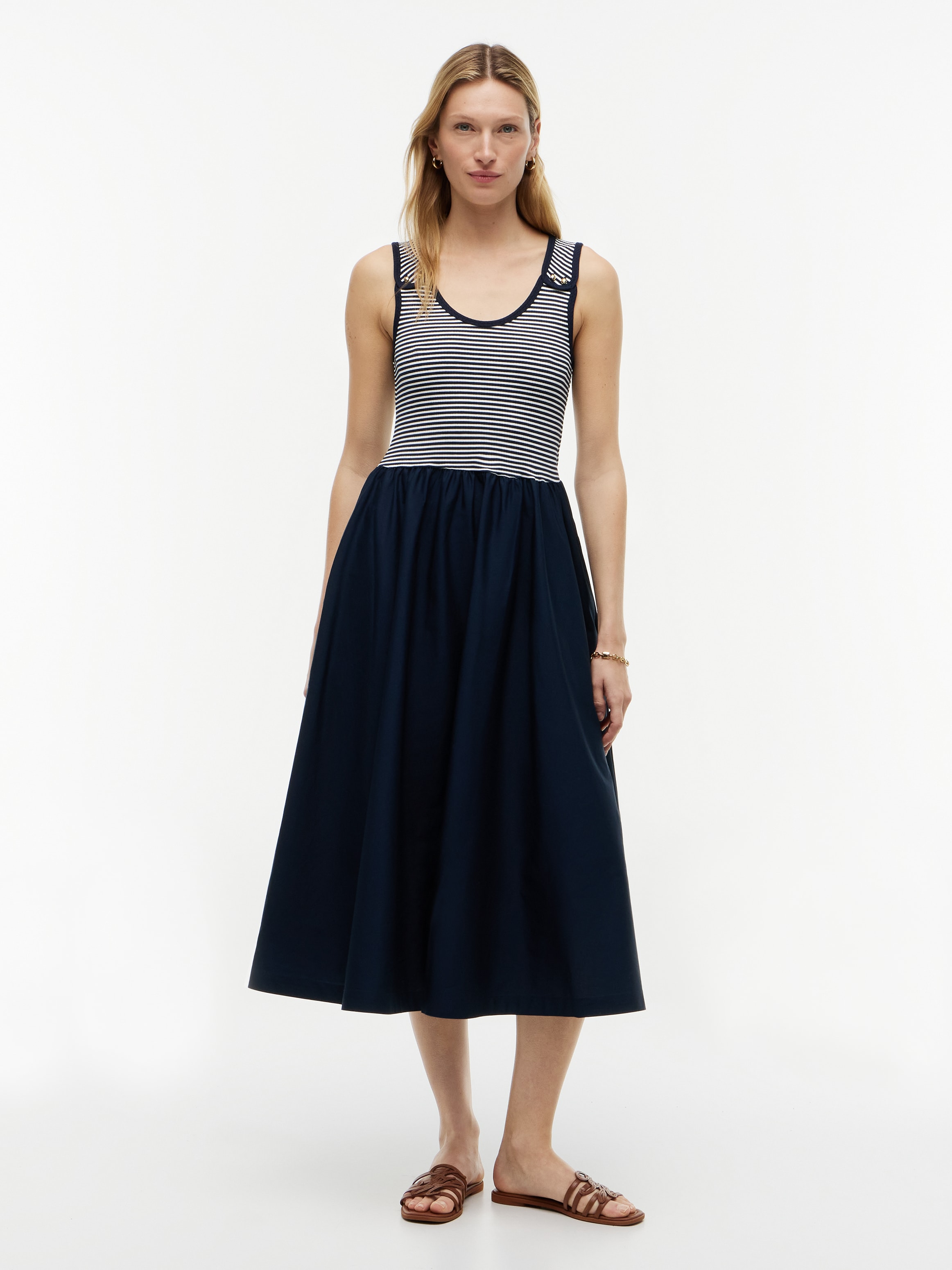 Tommy Hilfiger 1100000002199 "5X2 RIB MIX MEDIA DRESS" Eingrifftaschen Baumwollmischung, figurbetont, Oberteil in gerippter Struktur