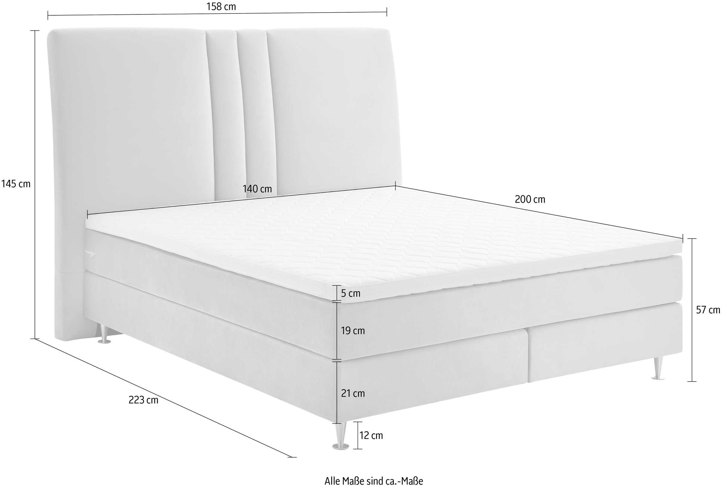 ATLANTIC home collection Boxspringbett »Rita«, mit Topper und hohen Kopfteil