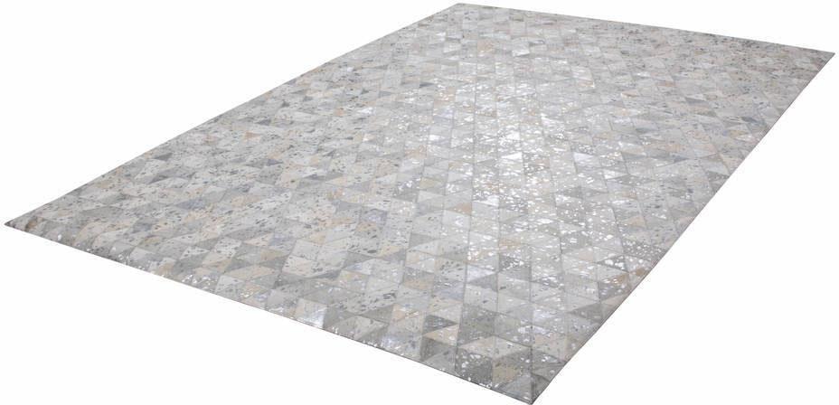 Kayoom Fellteppich »Rocket 410«, rechteckig, 8 mm Höhe, Patchwork-echtes Leder-Fell, Wohnzimmer