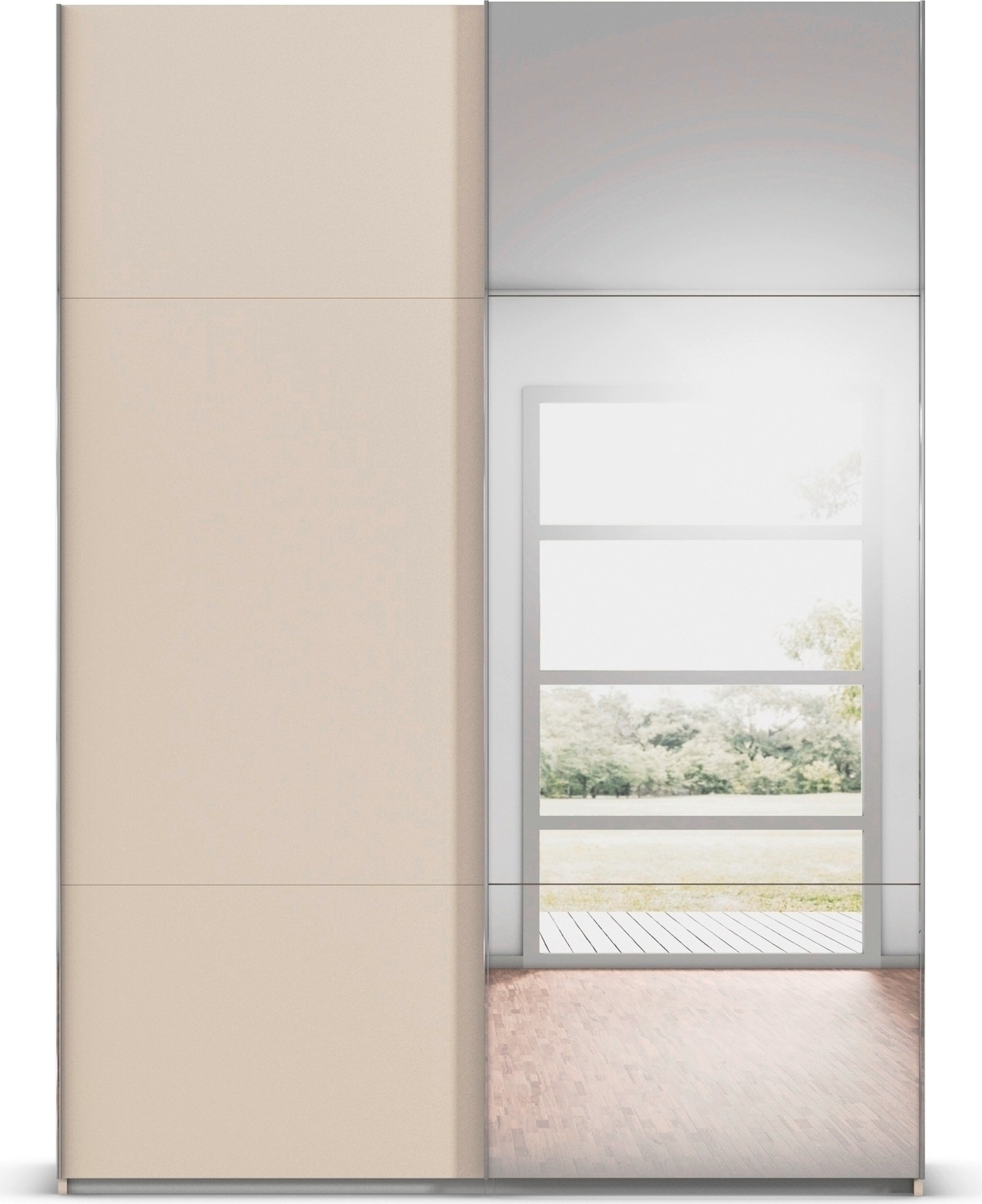 rauch Schwebetürenschrank »Kleiderschrank Schrank Garderobe Schlafzimmerschrank CONTIDO« in 3 verschiedenen Ausstattungen BASIC/CLASSIC/PREMIUM,  aus hochwertigem Material in 6 Breiten 2 Griff-Farben MADE IN GERMANY