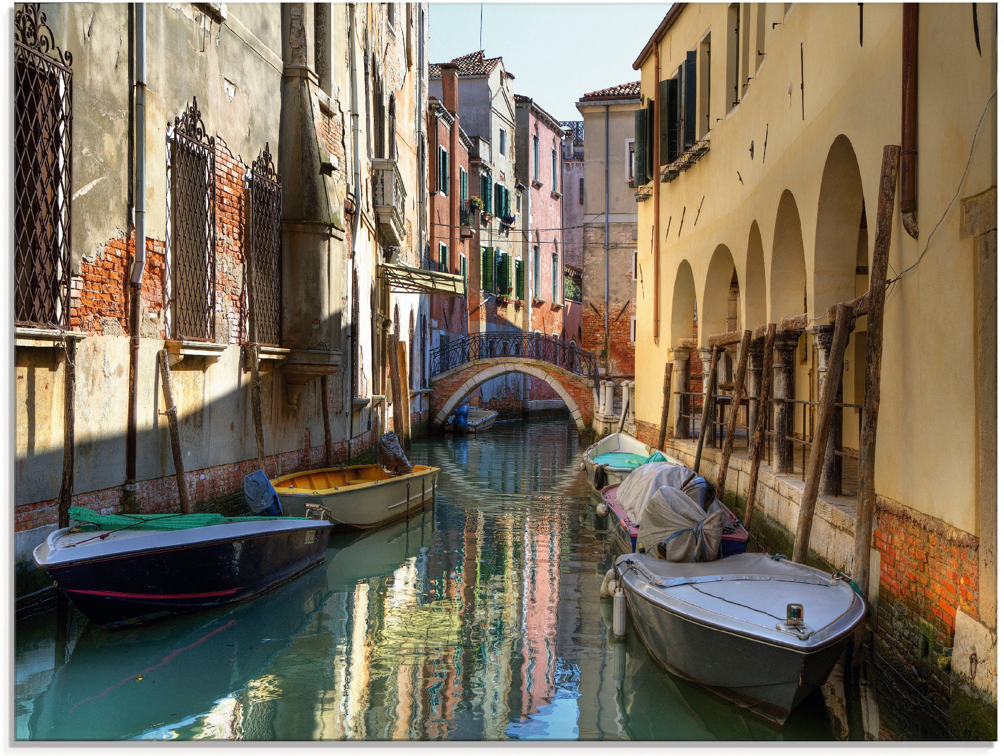 Artland Glasbild "Boote auf Kanal in Venedig" Italien 1 Stk. tlg. in verschiedenen Größen