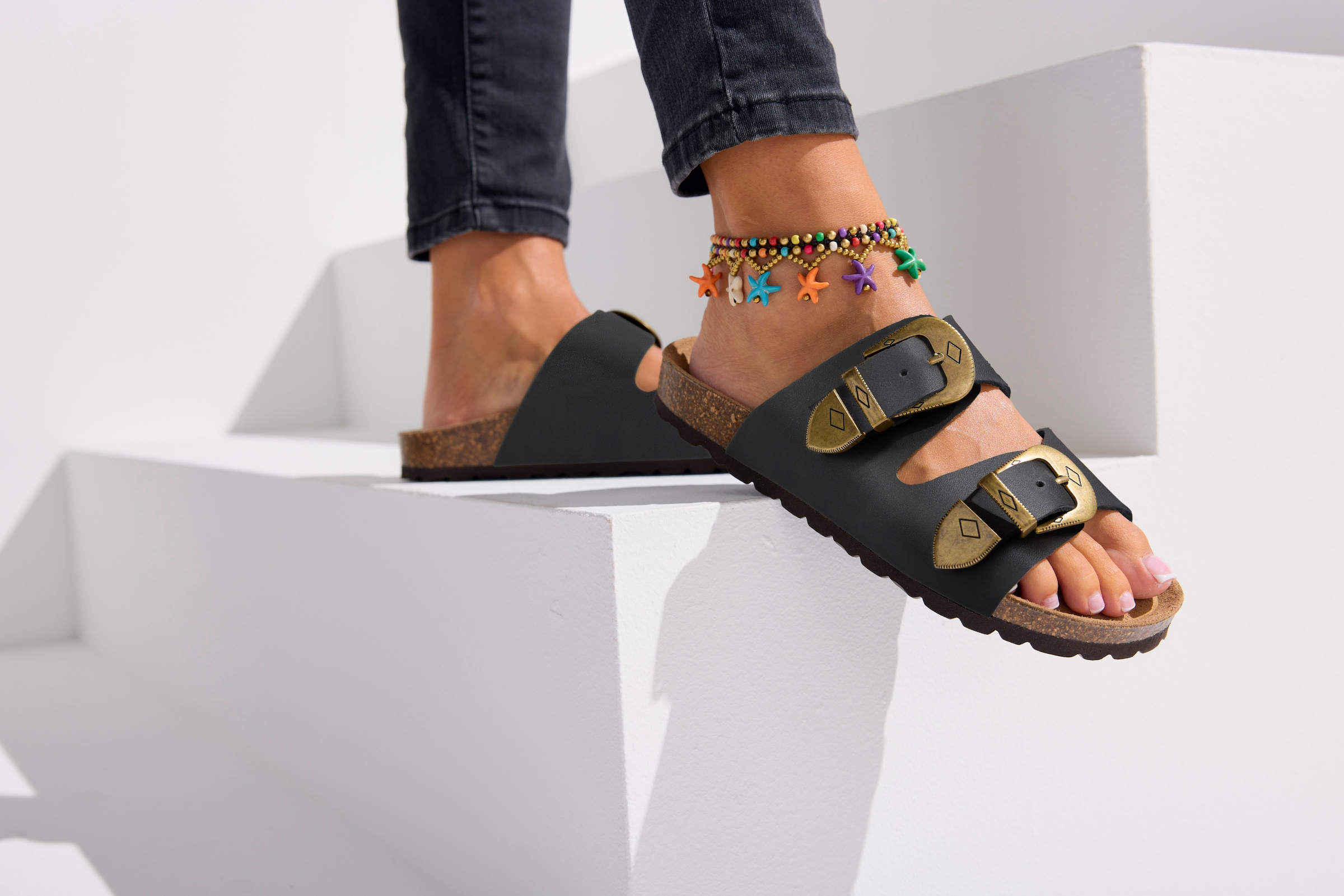 French Connection Pantolette »Mule, Sandale, offener Schuh, Sommerschuhe, Sandale, Lederpantolette«  NEU aus hochwertigem Leder mit weichem Korkfußbett