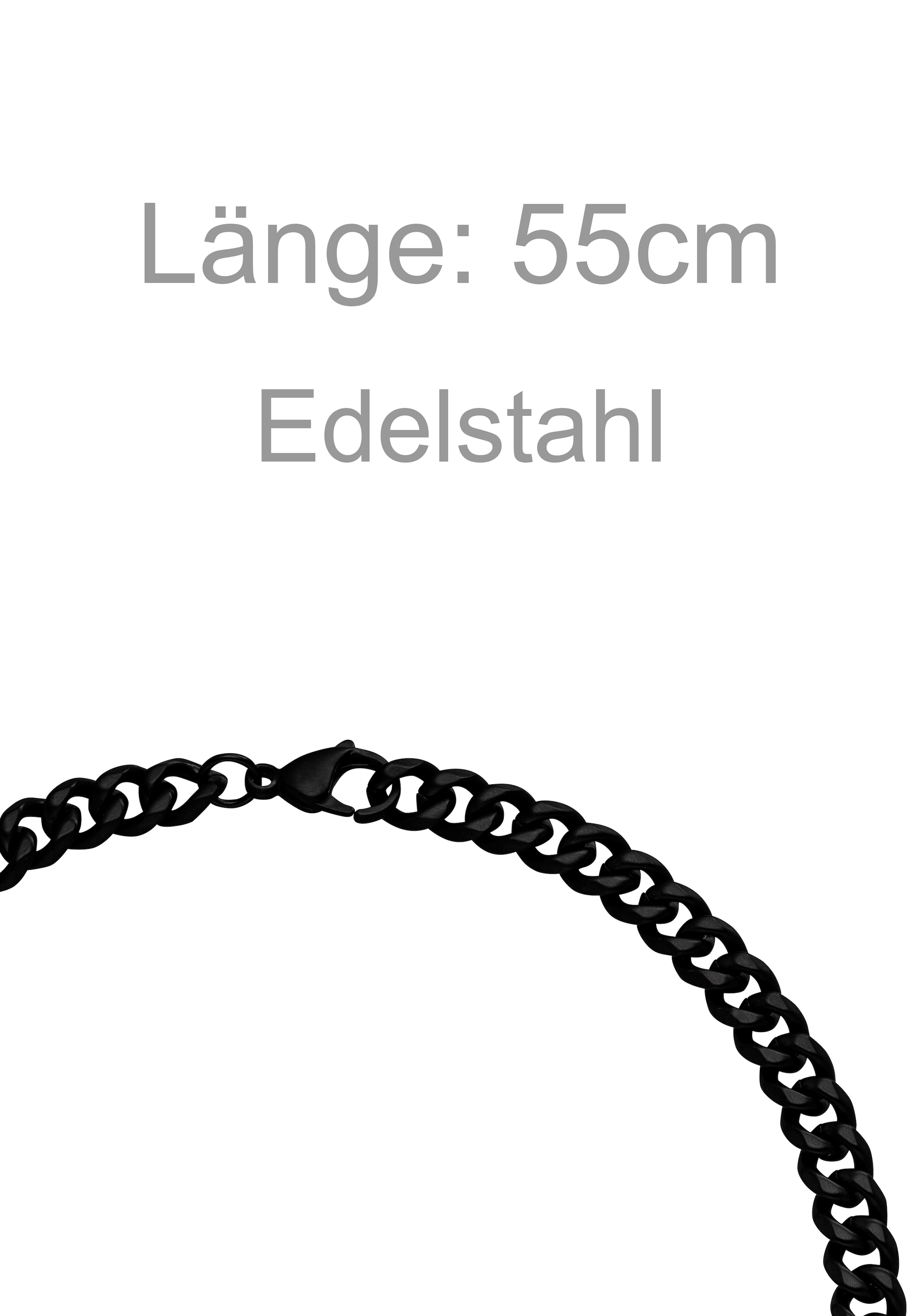JOBO Kette ohne Anhänger »Herrenkette 9,2 mm« Edelstahl schwarz beschichtet 55 cm