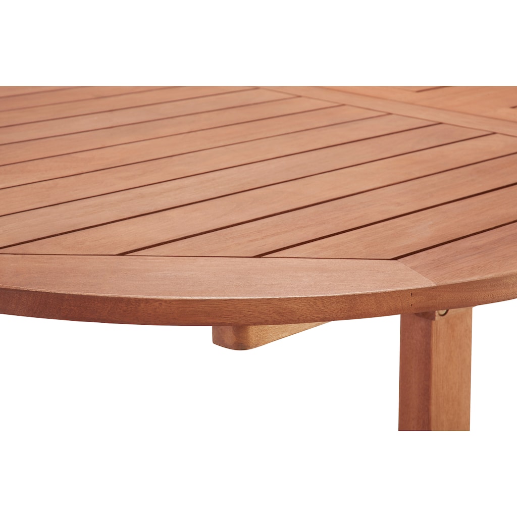 MERXX Garten-Essgruppe »Maracaibo«, (13 tlg., 6xKlappsessel, inkl. Auflagen, 1x Ausziehtisch 160(210)x90 cm)