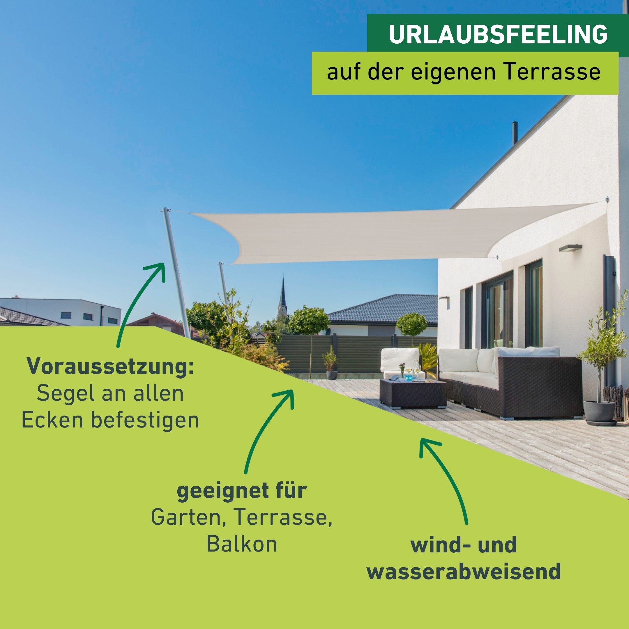 Windhager Sonnensegel »Cannes, Rechteckiges Segel zur Beschattung von Terrasse, Balkon« Sonnenschutz für Garten, 2 x 3 m, erhältlich in anthrazit oder grau