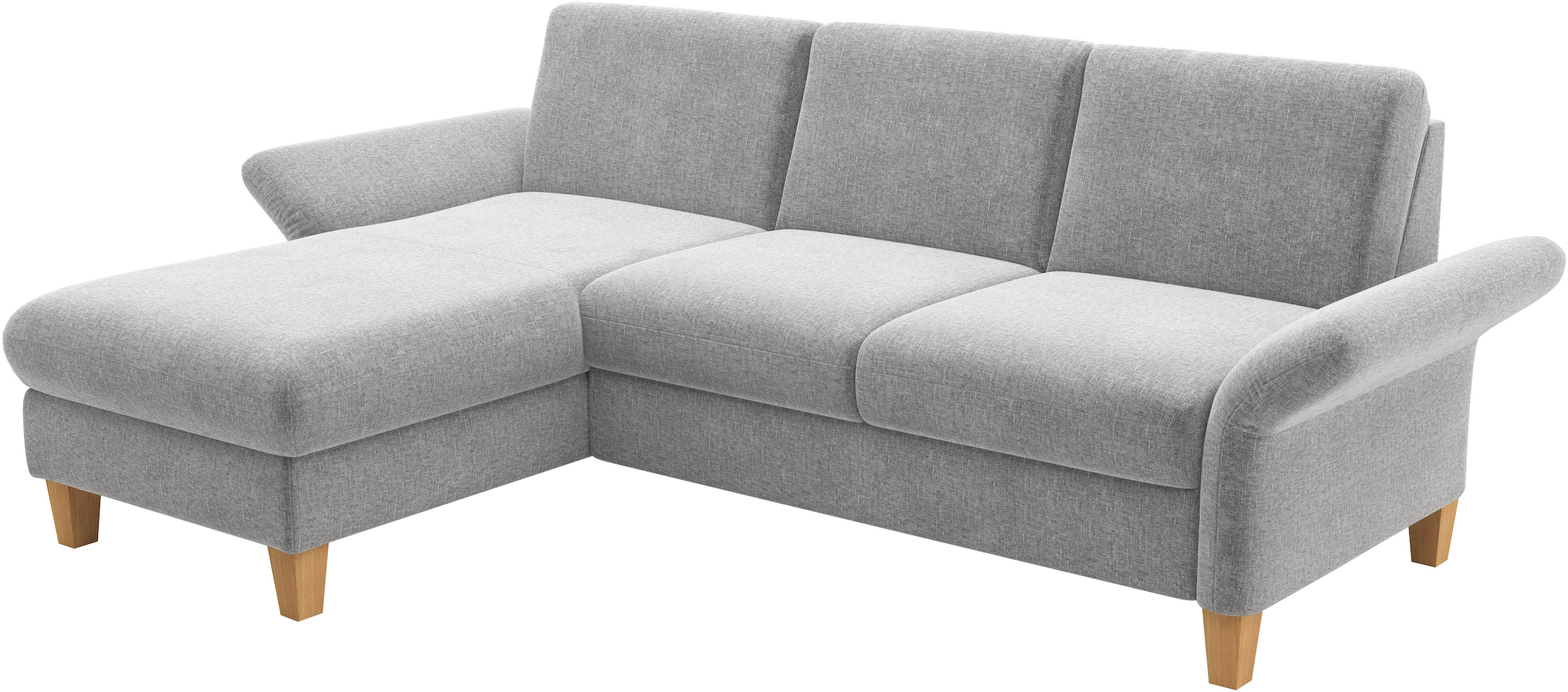 Home affaire Ecksofa »Rochelle«, wahlweise mit Armlverstellung, Klappbett mit Rollen & Bettkasten
