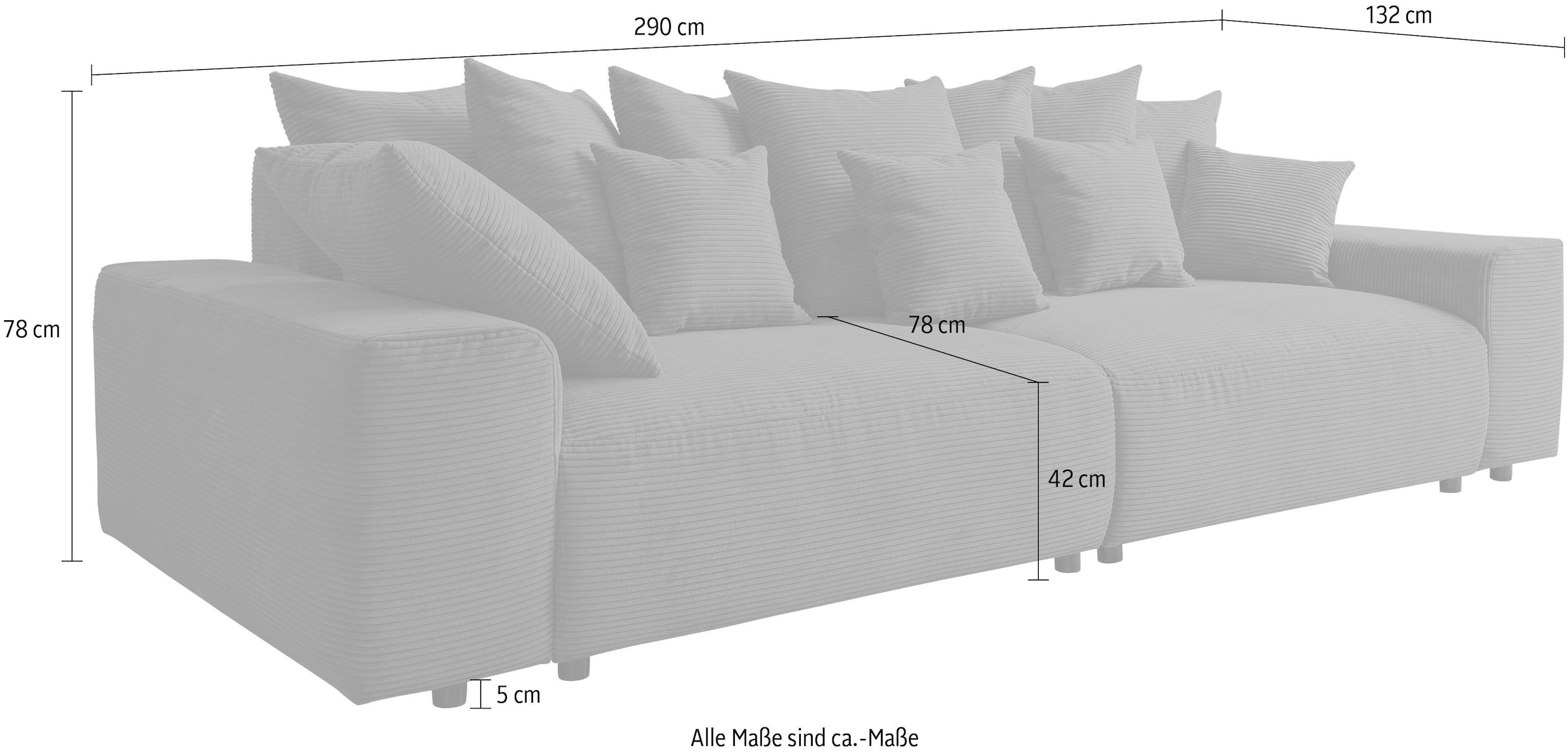 WERK2 Big-Sofa »Maxi, viel Platz, Mega Sofa, viele Kissen, bequem, kuschel Design« Cord, XXL