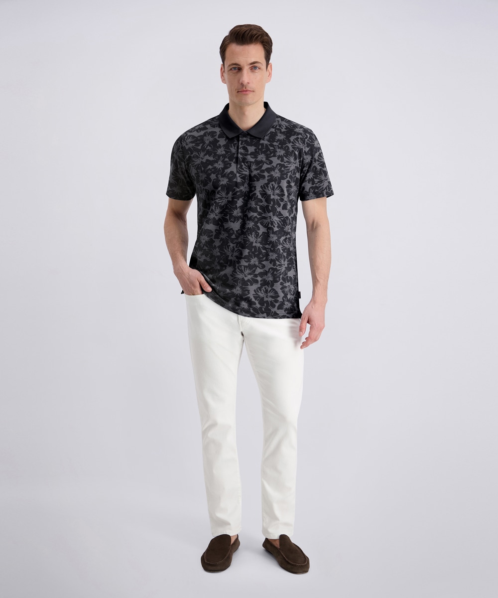 Pierre Cardin Poloshirt "Polo piqué alloverprint" hüftbedeckende Passform, mit Knopfleiste