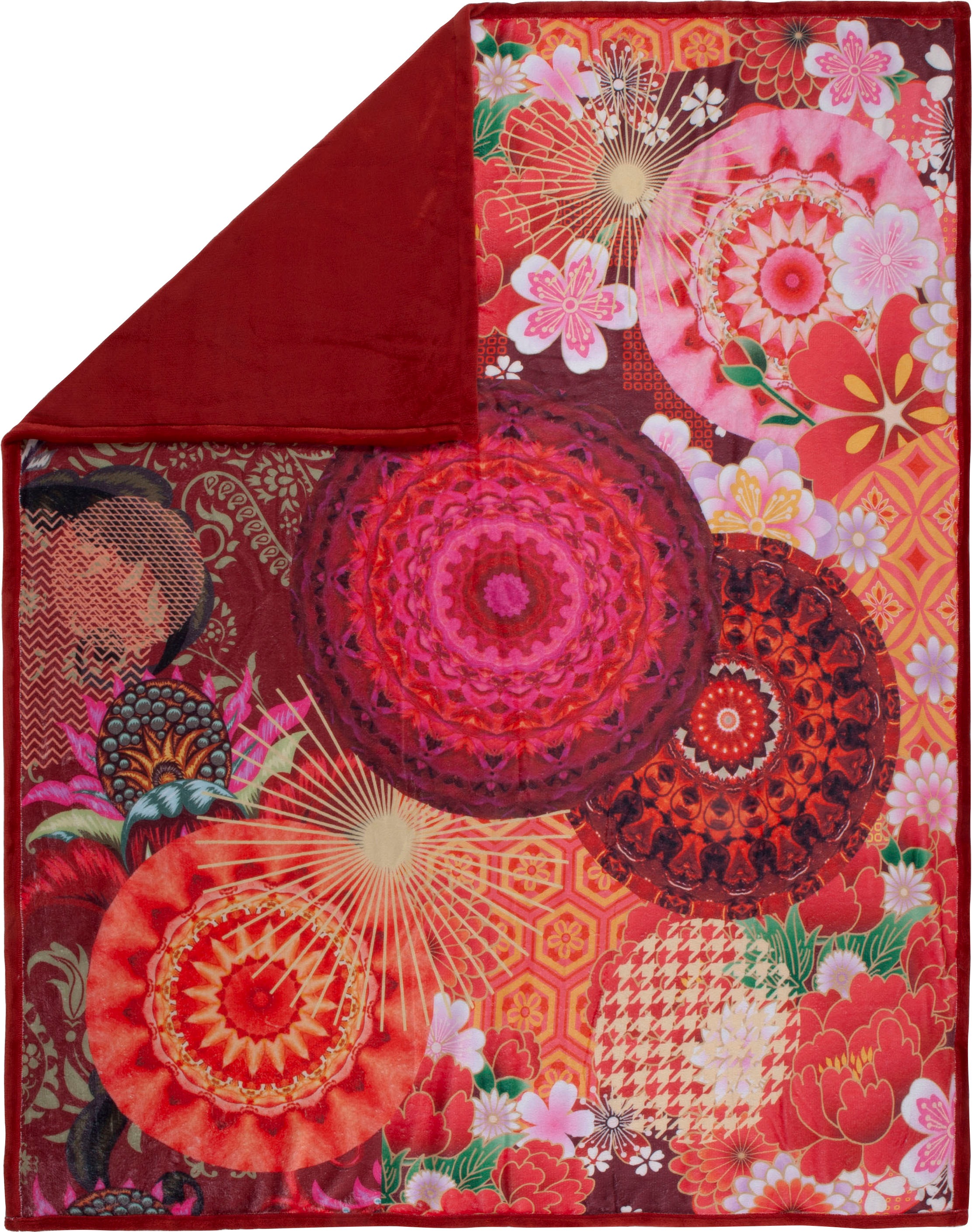 hip Plaid "Yuki" Sehr Weich, Kuscheldecke, 130x160 cm, Wendeoptik, Mandala, günstig online kaufen