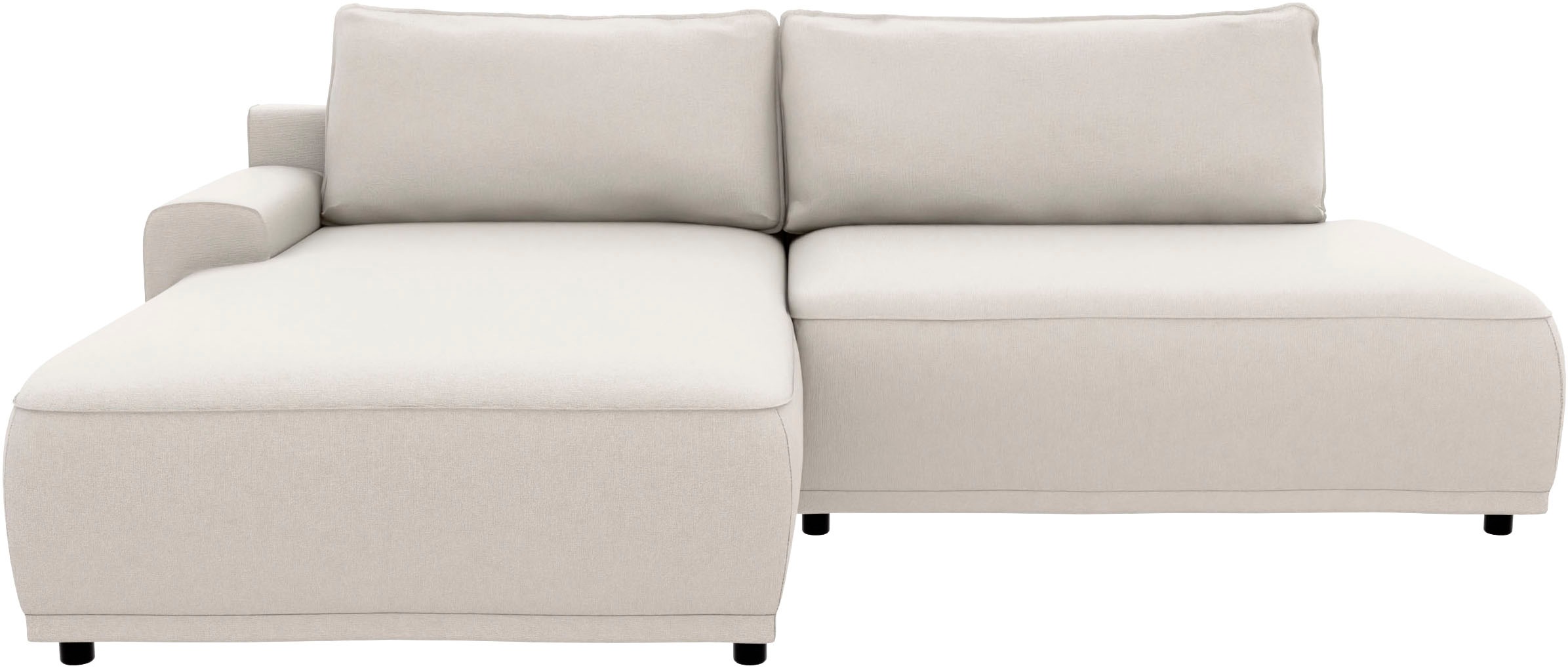 TRENDMANUFAKTUR Ecksofa »Fordon II, Schlafsofa mit Bettkasten, Couch in L-Form, Breite 250 cm«, in Struktur LUMOS, 3D-Effekt, sandgrau, Armlehne links