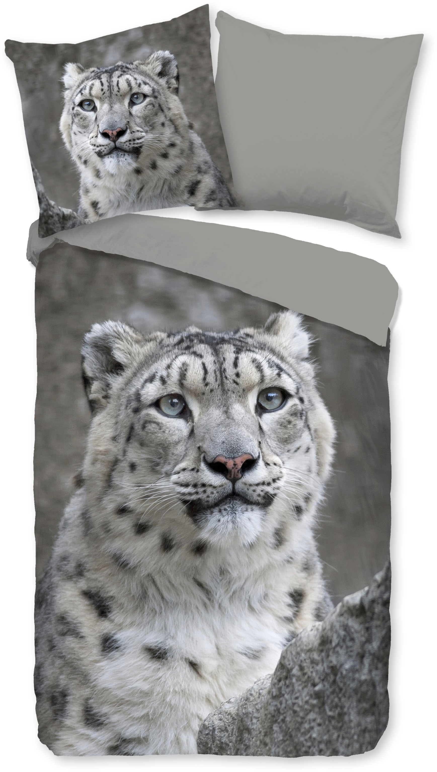 good morning Wendebettwäsche »Chief«, Biber, 135x200, Winter, Warm, Reißverschluss, Wendeoptik, Leopard
