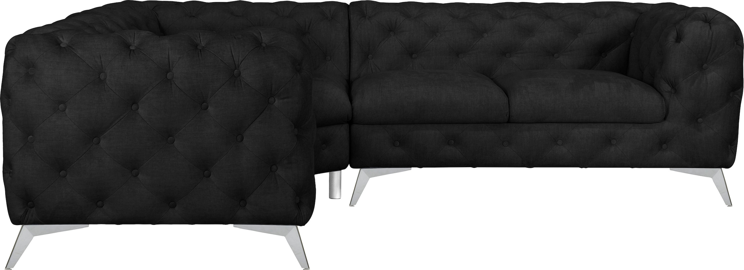 Leonique Chesterfield-Sofa "Ecksofa GLYNIS L-Form mit Wellenunterfederung, günstig online kaufen