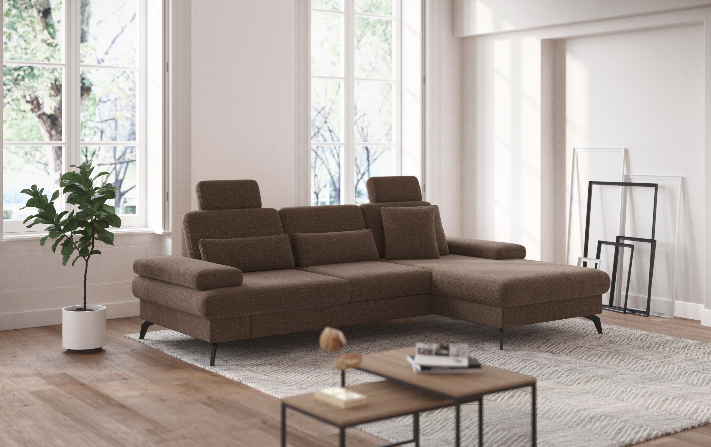 sit&more Ecksofa »Morris L-Form, inkl. Sitztiefenverstellung«, wahlweise mit Armteilverstellung, Bettfunktion & Bettkasten