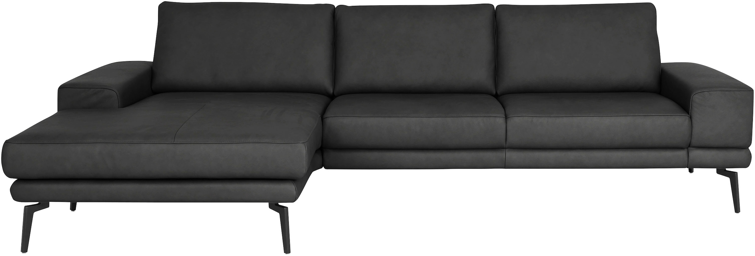 Ecksofa DIE PLANBAR "PN-EM20061, wahlweise frei im Raum stellbar", torro schwarz, B:310cm H:86cm T:180cm, Sofas, Ecksofa, wahlweise mit echt bezogenem Rücken und Sitztiefenverstellung