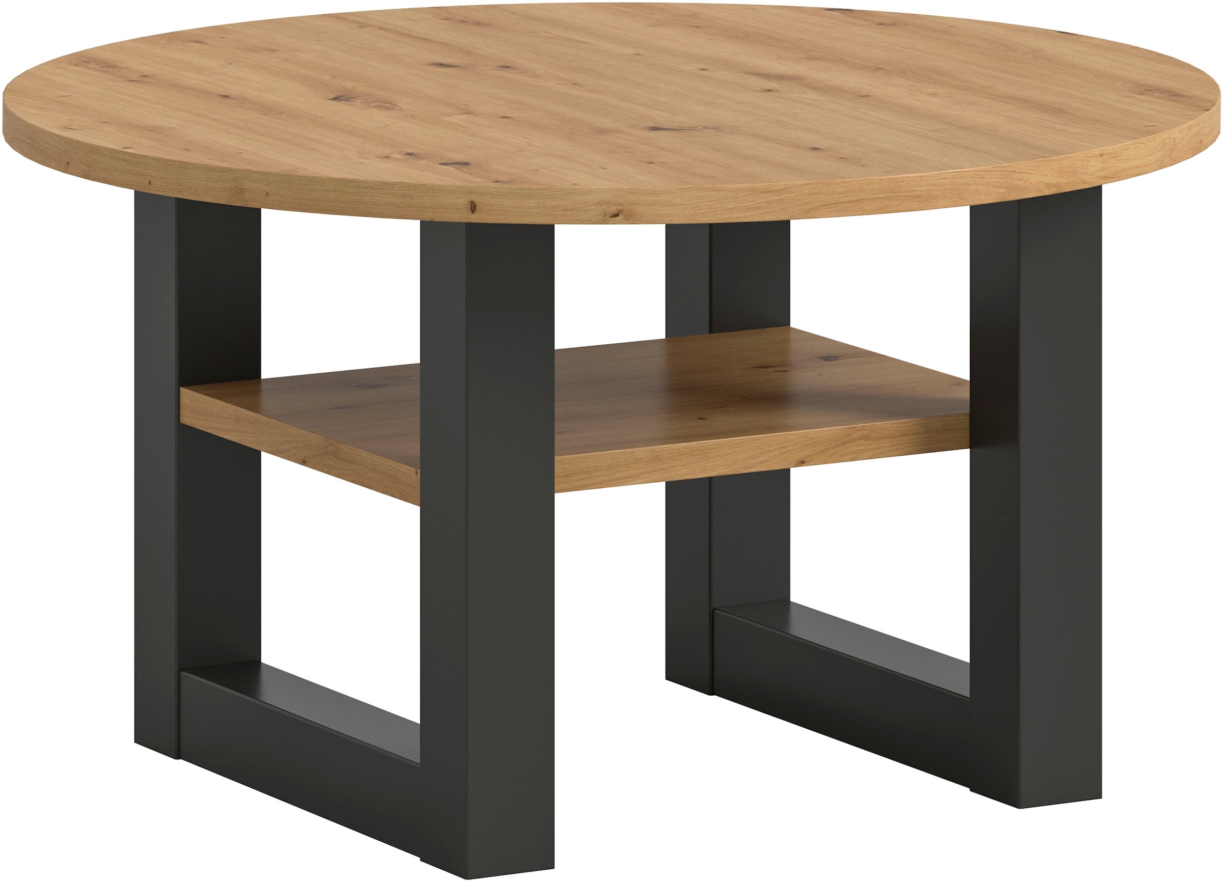 Home affaire Couchtisch "Rail, Ø 75 cm, mit Ablageboden, inklusive Kufenges günstig online kaufen