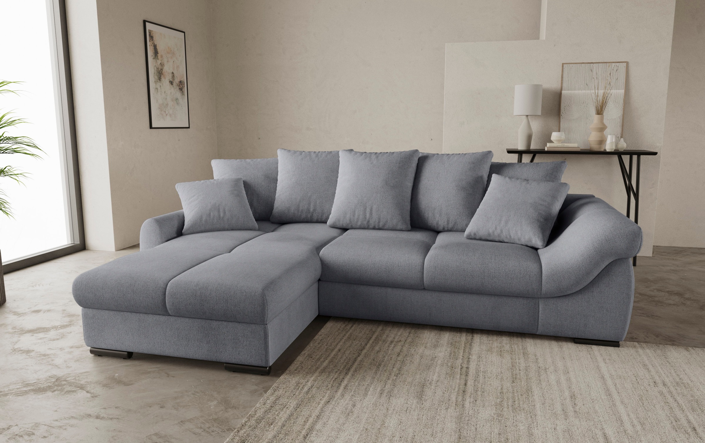 Mr. Couch Ecksofa »Livorno DuraFlex L-Form«, inkl. Hochschläfer-Bettauszug, XL-Bettkasten weiß beschichtet