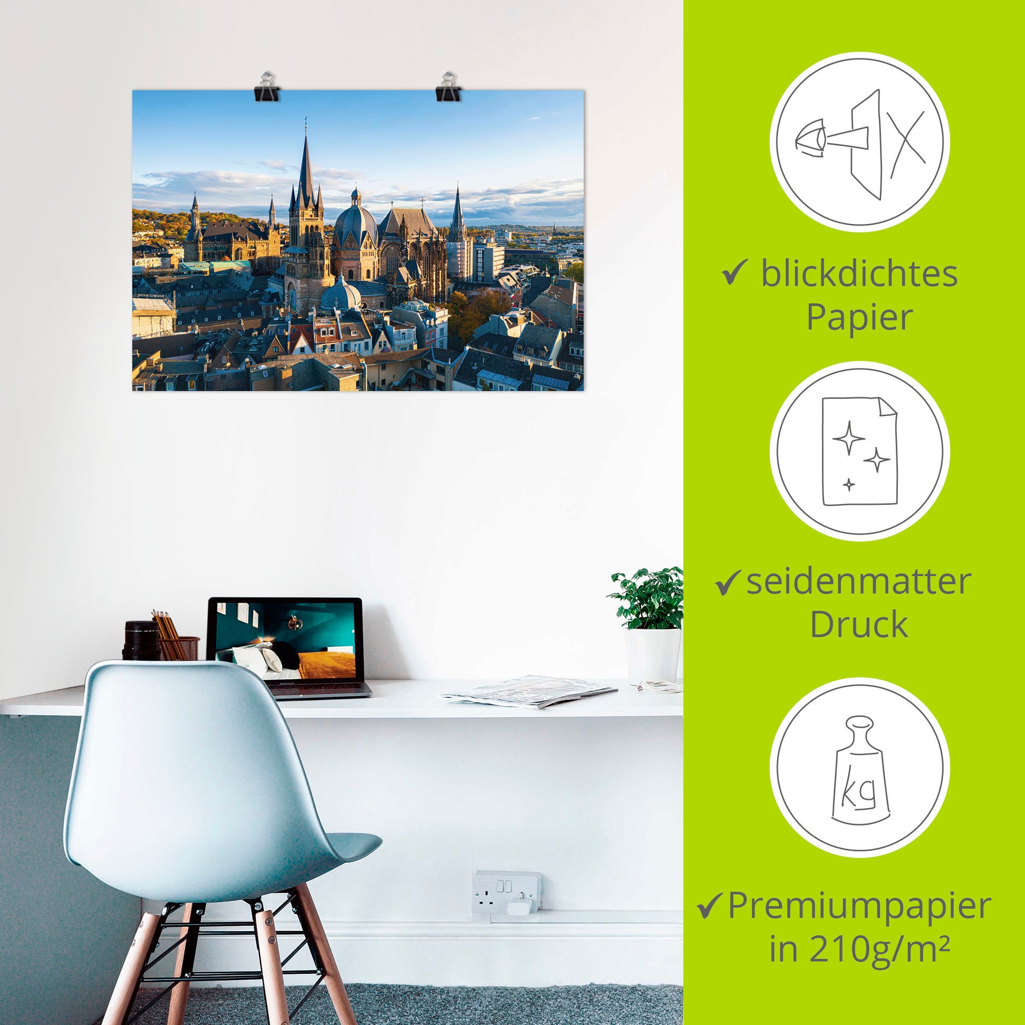 Artland Wandbild »Aachen Skyline II«, Aachen, (1 St.), als Alubild, Leinwandbild, Wandaufkleber oder Poster in versch. Größen