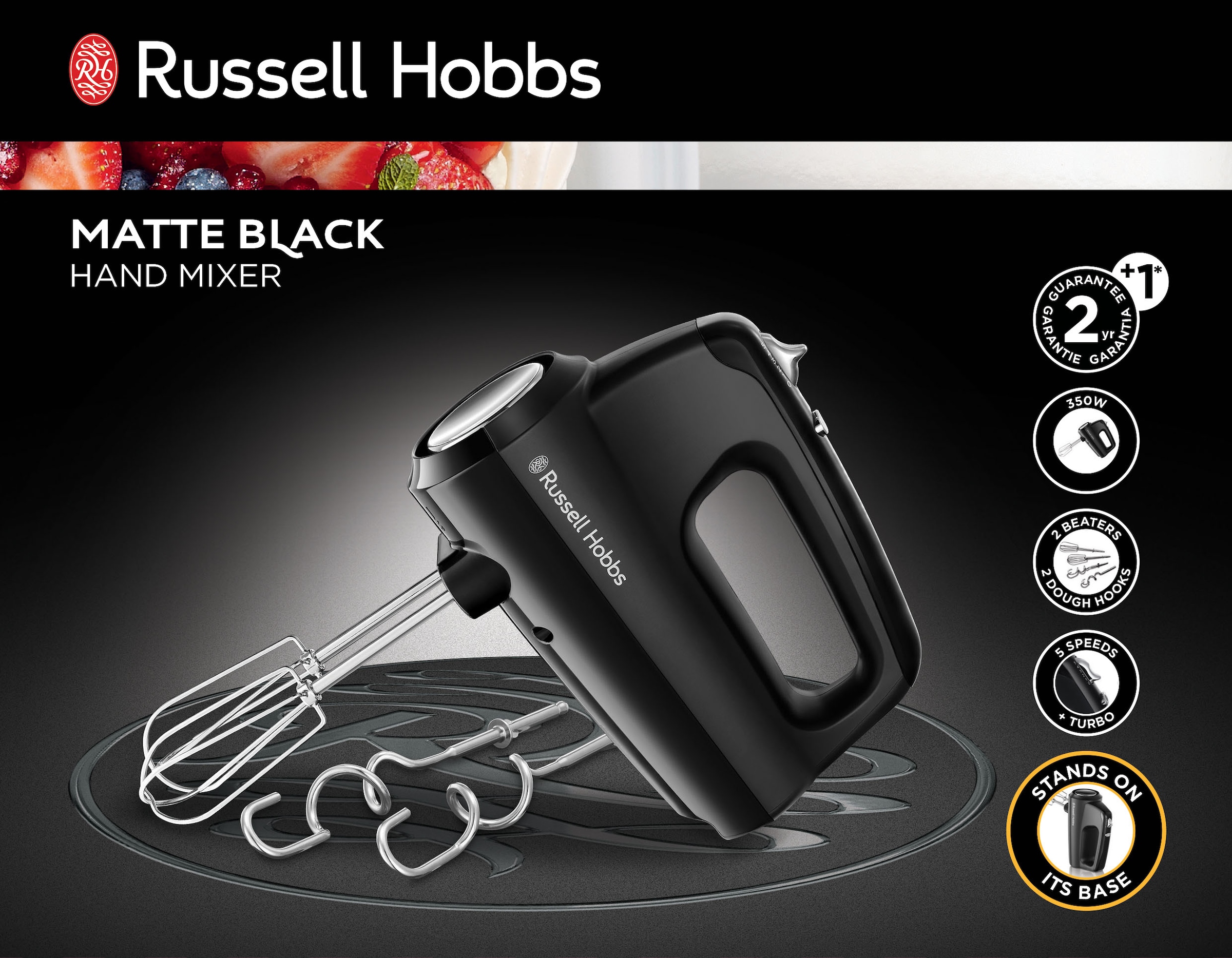RUSSELL HOBBS Handmixer »Matte Black 24672-56«, 350 W, 5 Geschwindigkeitsstufen & Turbofunktion