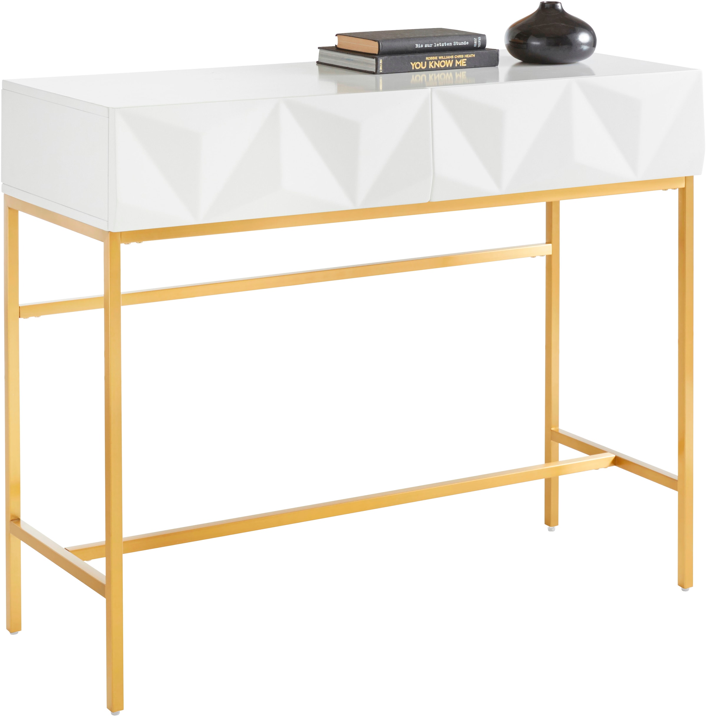 Leonique Sideboard "Minfi", in 3D-Optik, Konsolentisch mit goldfarbenem Met günstig online kaufen