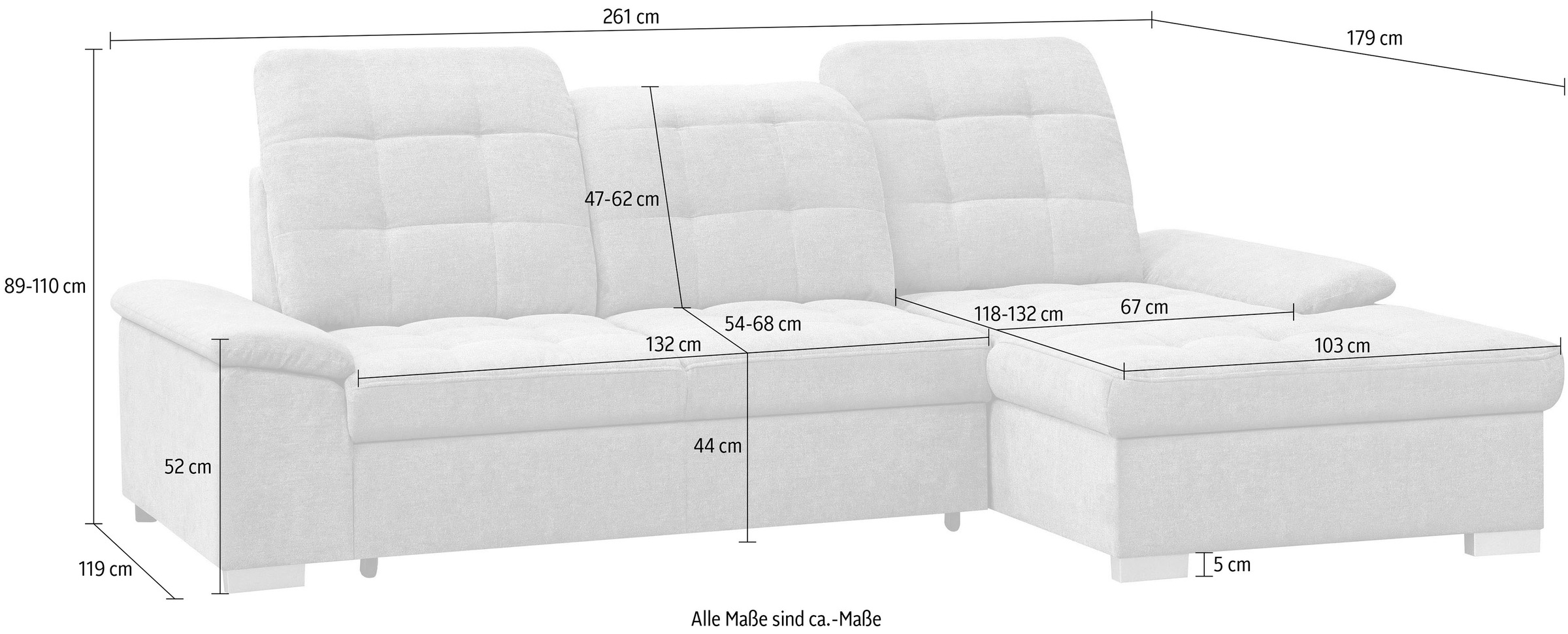 WERK2 Ecksofa »Carmen«, mit optional BAUR & Bettfunktion Kopfteilverstellung, | Sitztiefenverstellung