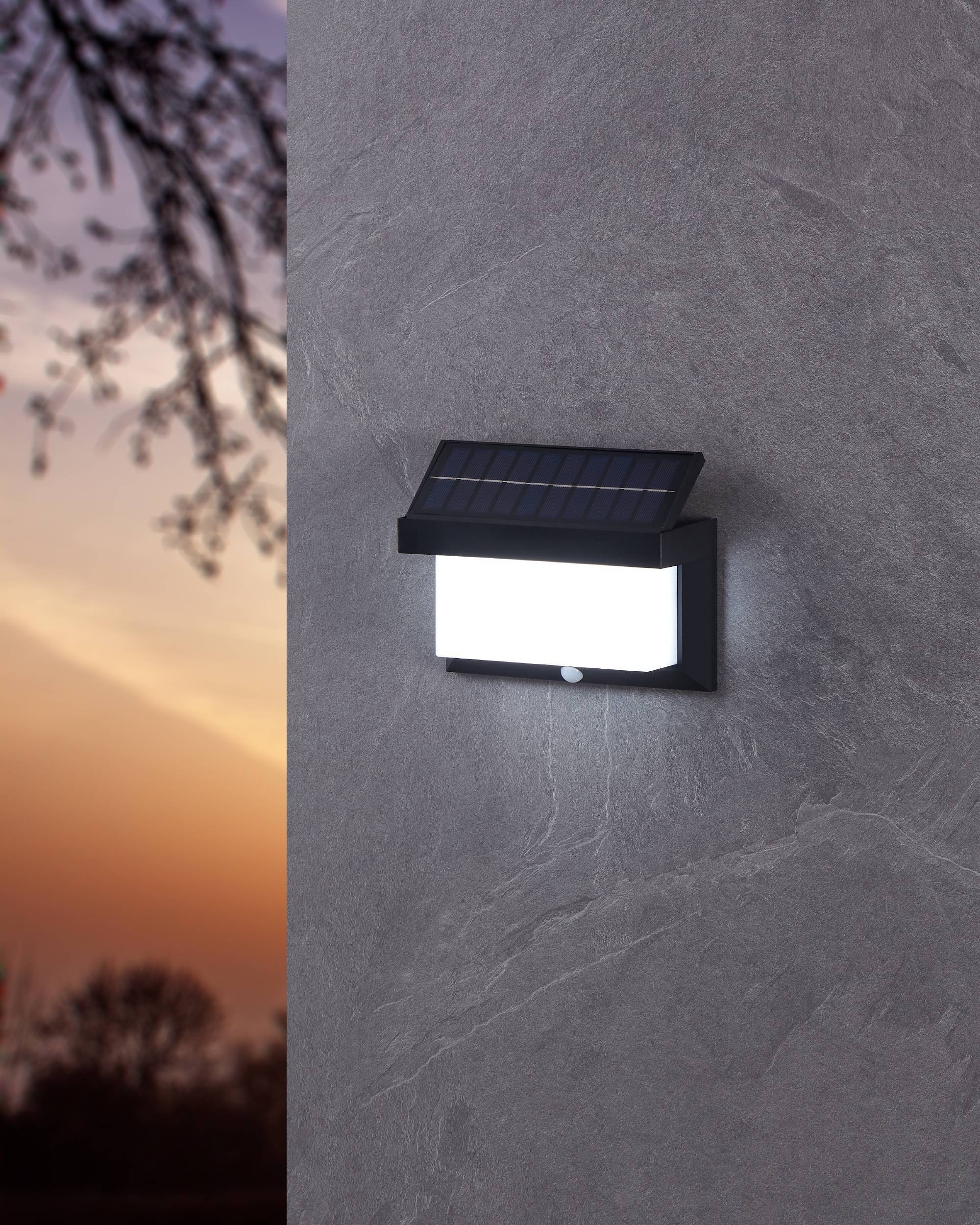 EGLO LED Solarleuchte »Utrera Solarlampe, Wandlampe aus Kunststoff, Außenbeleuchtung, IP44« LED-Modul 1 Stk. Kaltweiß